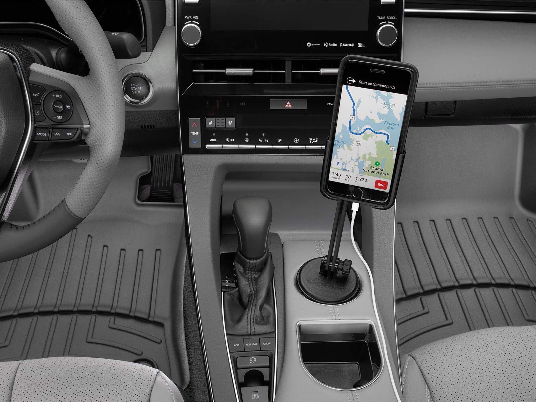 WeatherTech CupFone with Extension - Solid Billet Aluminum Knobs (8ACF1EB) - Perfect for Car, Truck & RV Cup Holders - Secure Phone Mount for Hands-Free Driving
