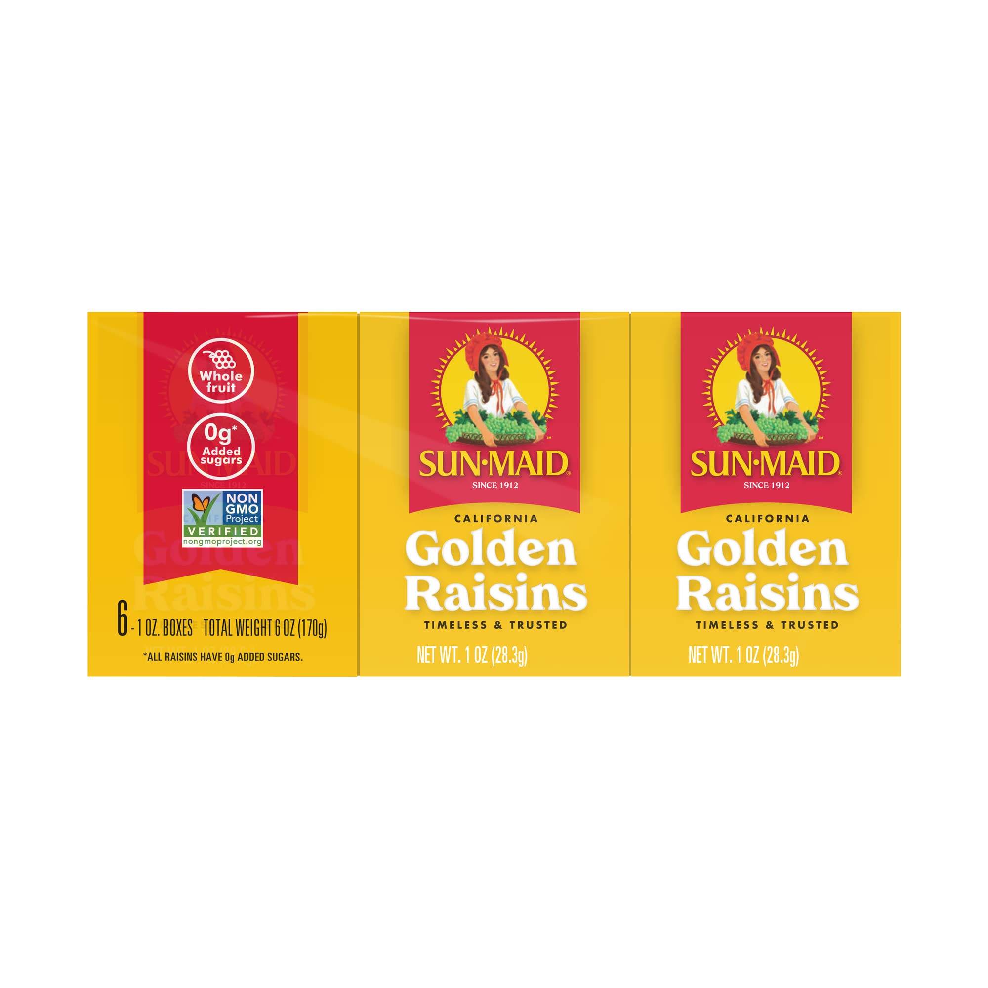 Sun-Maid California Golden Raisins (72 Pack) - 1 oz Snack-Size Boxes - Natural Dried Fruit Snacks for Kids Lunches, Healthy Snacking & Baking - Perfect for School, Office & Home Use