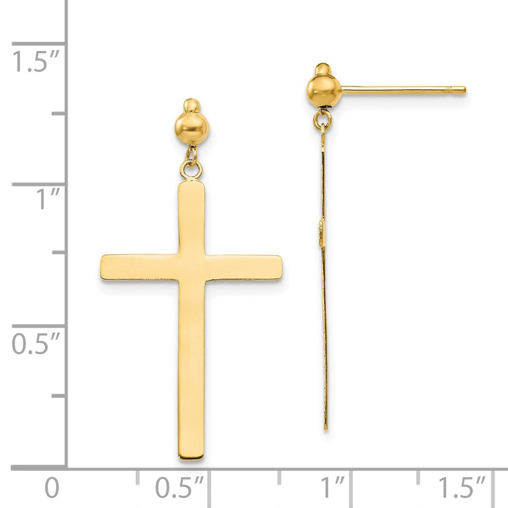 Gold Cross Dangle Post Earrings for Women - Religious Jewelry Gift - H1086 - Perfect for Church, Weddings & Everyday Wear