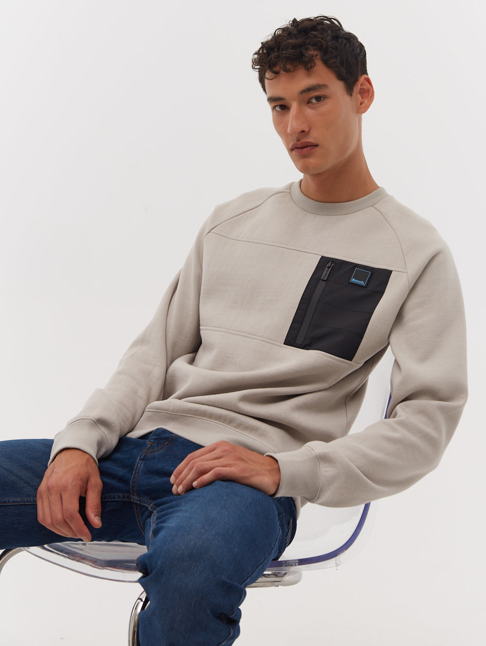 Marton Chest Pocket Crew Neck Sweatshirt for Men - Comfortable Cotton Pullover Hoodie for Casual Wear, Gym & Outdoor Activities