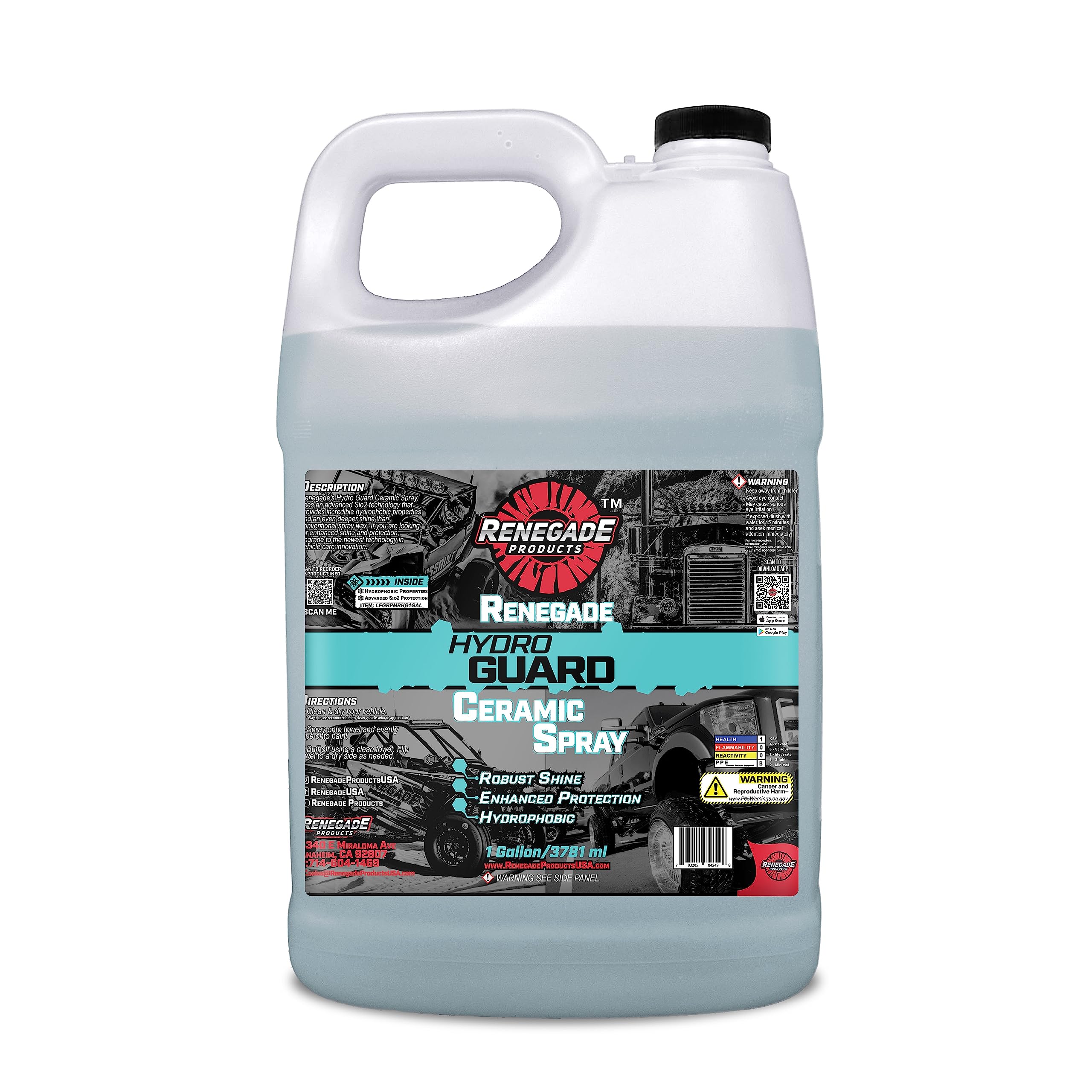 Renegade Products Hydro Guard Ceramic Spray - High Shine & Protection SiO2 Ceramic Wax Hybrid (1 Gallon) | Long-Lasting Car Paint Protection, Water Repellent & UV Resistance | Perfect for Cars, Trucks, Motorcycles & Boats