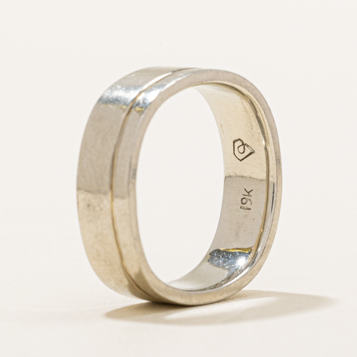 19k White Gold Soft Square Band Ring - Size 7 | Elegant Minimalist Wedding Band for Women | Perfect for Engagement, Anniversary & Everyday Wear