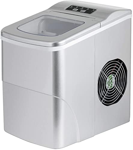 Portable Countertop Ice Maker Machine - 26 lbs/Day, 9 Ice Cubes in 6 Minutes, LCD Display - Includes Ice Scoop & Basket - Perfect for Home, Office, Parties & Outdoor Events (Silver)