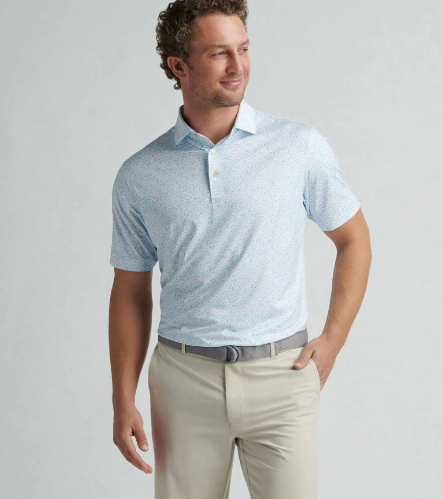 Peter Millar Men's Island Jammin Performance Jersey Polo Shirt - Moisture Wicking, Breathable & Comfortable Golf & Casual Wear - White