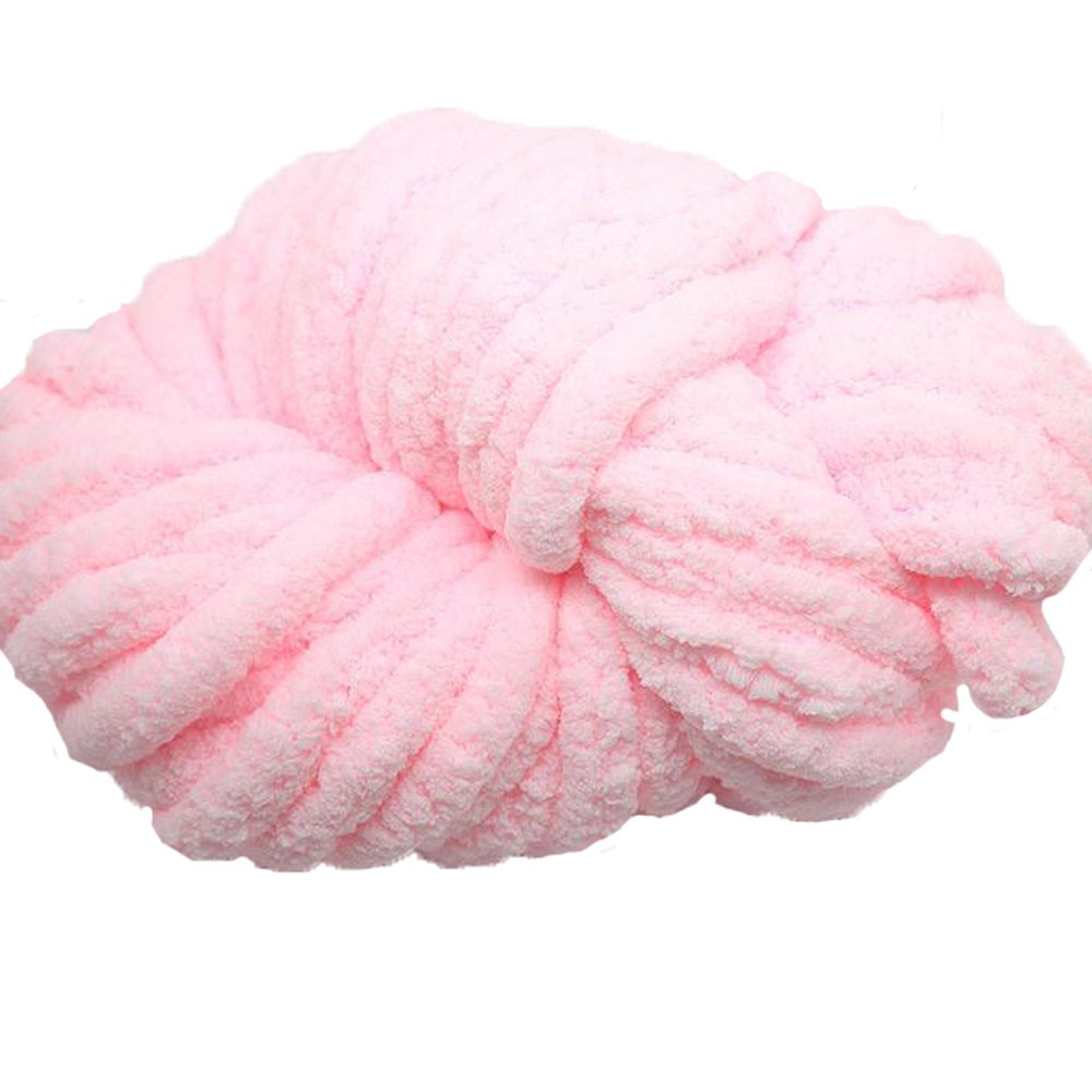 Soft Chenille Chunky Knit Yarn - 250g Pink Bulky Yarn for Arm Knitting & Crochet - DIY Blankets, Scarves & Home Decor Projects