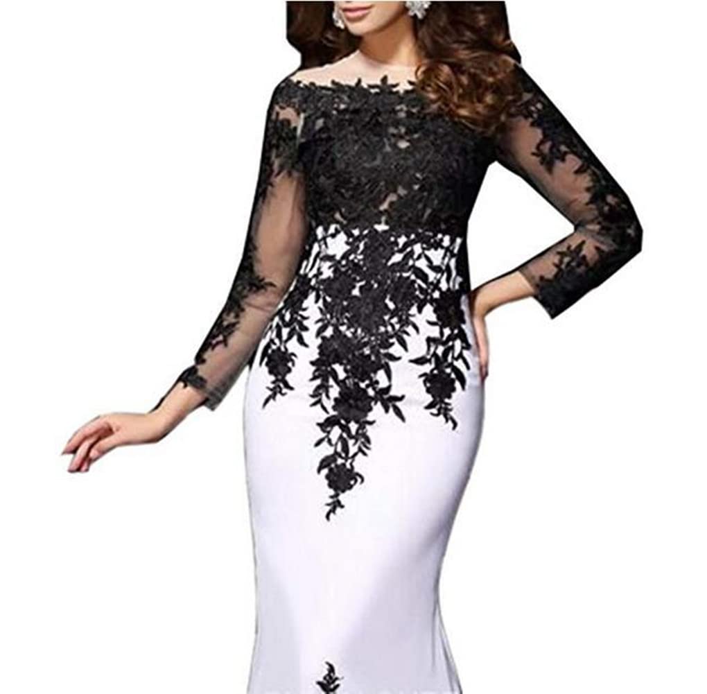 Emanni Women's Long Sleeve Bateau Neck Mermaid Evening Gown - Elegant Formal Dress for Prom, Wedding, Gala & Special Occasions