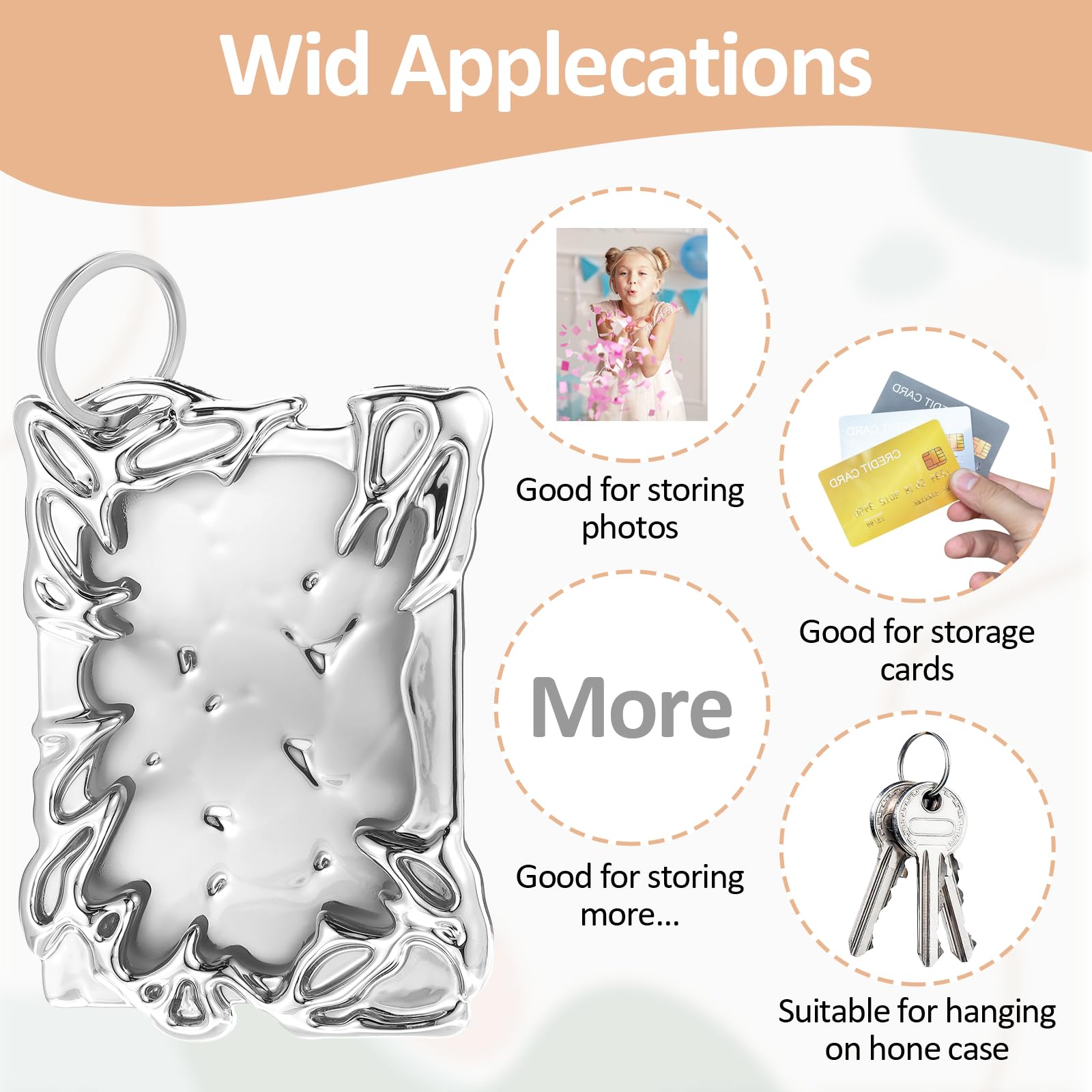 Electroplated Plastic Photocard Holder Keychain - Silver Plating Photo Display Frame for Kpop Collectibles, Student ID Cards & Office Supplies | Perfect for Tabletop Decor, Gift Giving & Organizing Stationery