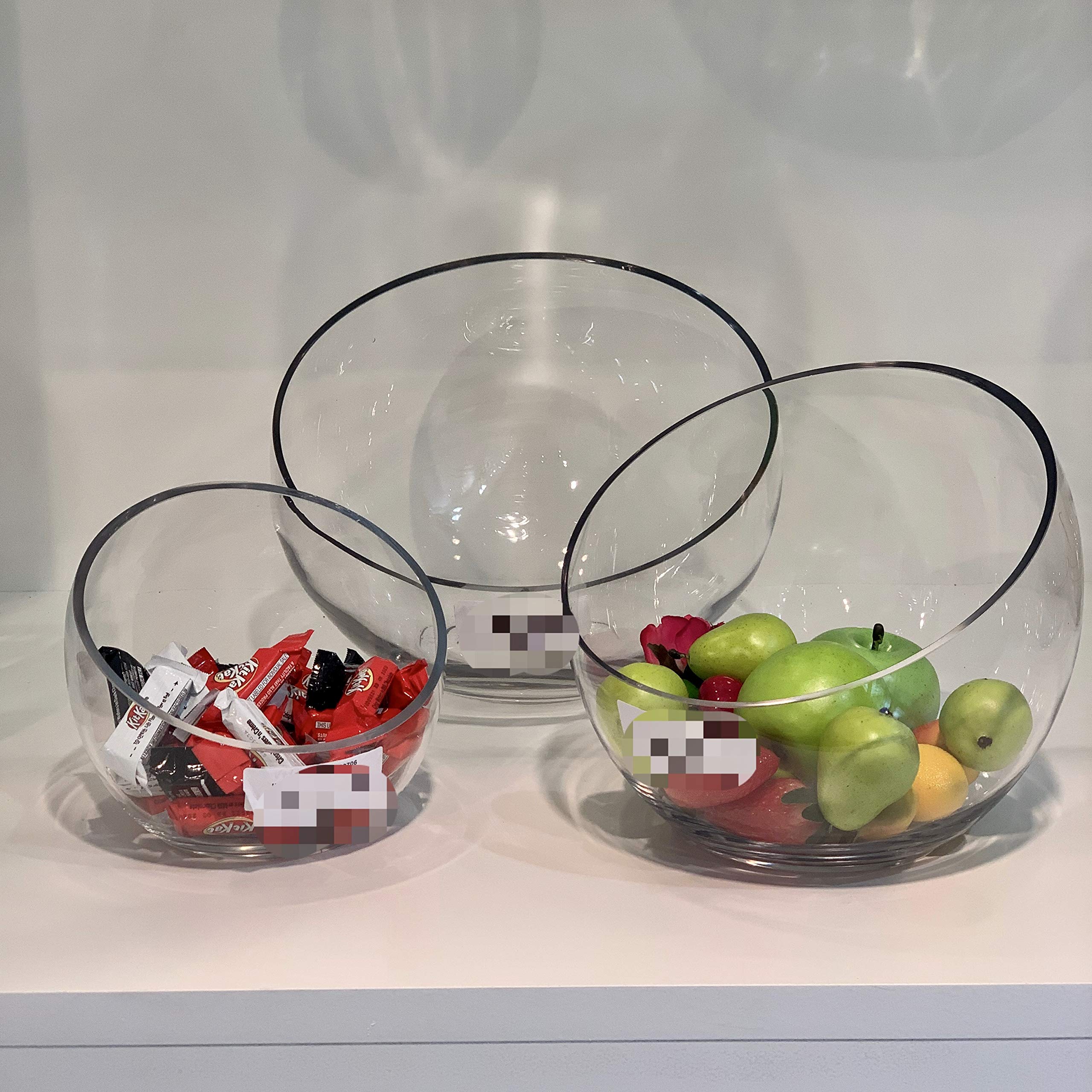 8 Pack Clear Glass Slant Cut Bowl Vase - 7