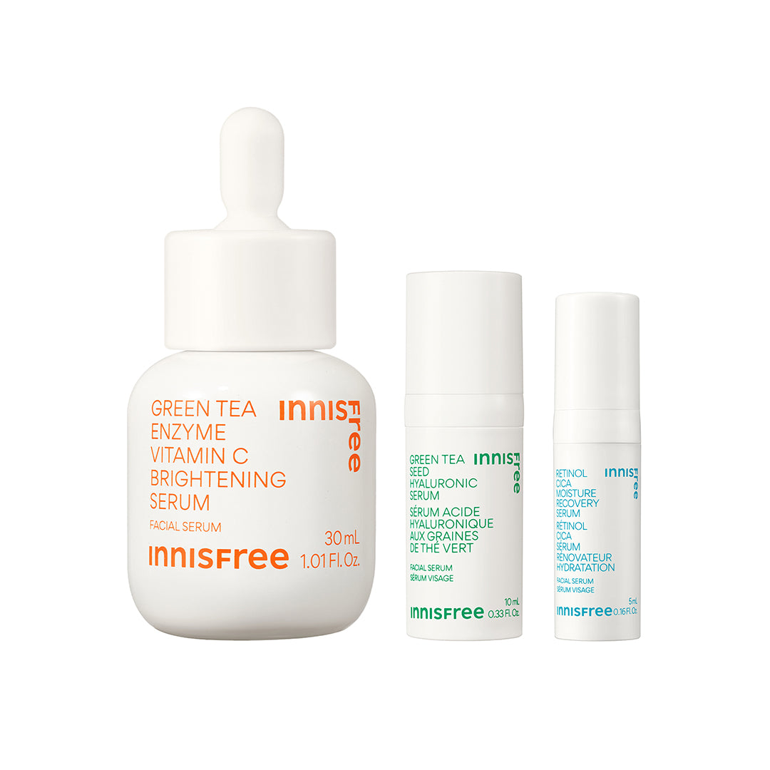 Dewy Skin Serum Discovery Trio Set - Hydrating & Brightening Face Serums for Glowing Skin | Perfect for Daily Skincare Routine & Nighttime Hydration