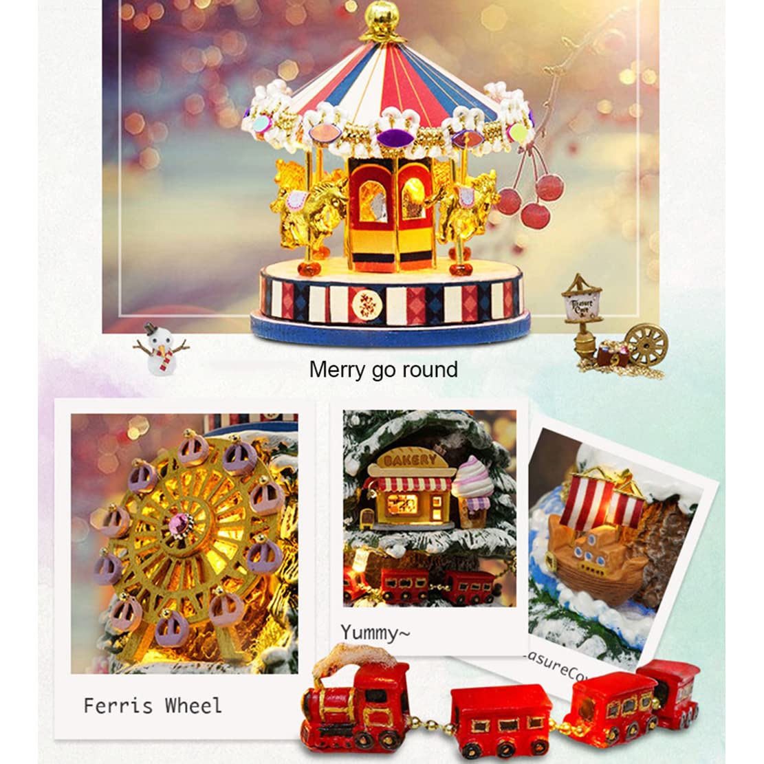 Spilay DIY Miniature Dollhouse Wooden Furniture Kit - Handmade 1:24 Scale Mini Rotating Music Box Model with Glass Cover | Creative Gift for Girls | Perfect for Home Decor, Birthday Presents & Collectors