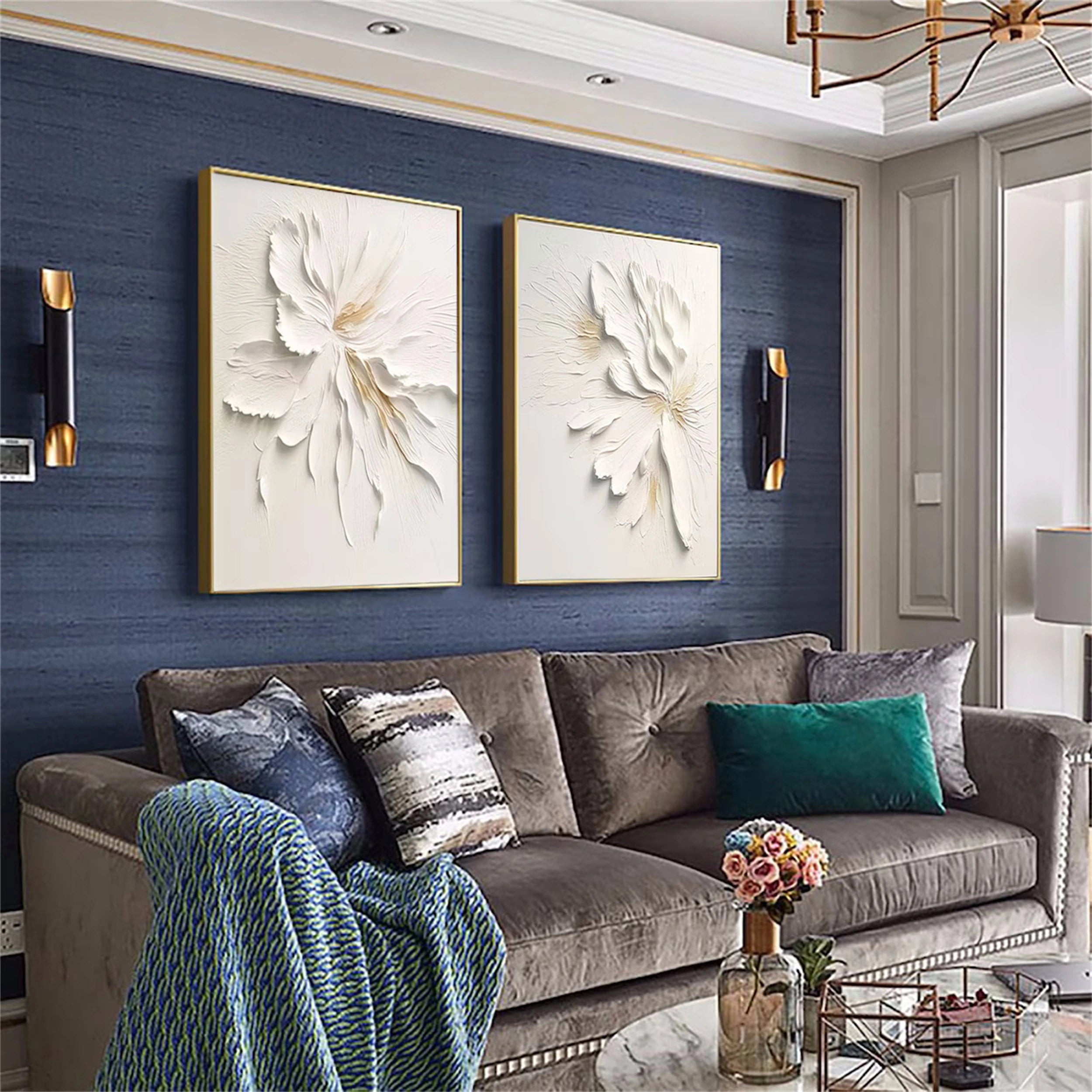 2-Piece Floral and Tree Canvas Art Set #FT037 - Perfect for Living Room, Bedroom, and Office Wall Decor