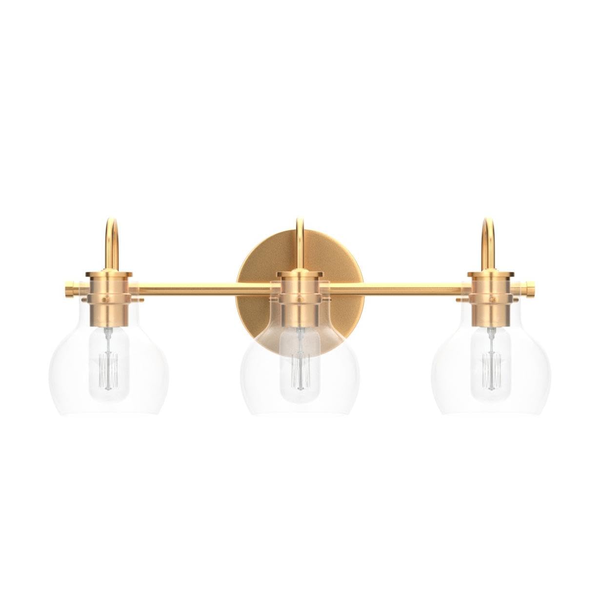 KSANA Gold Bathroom Vanity Light Fixtures with Clear Glass Shade - 22”x7”x9” Modern LED Wall Sconce for Bathroom, Powder Room & Dressing Area
