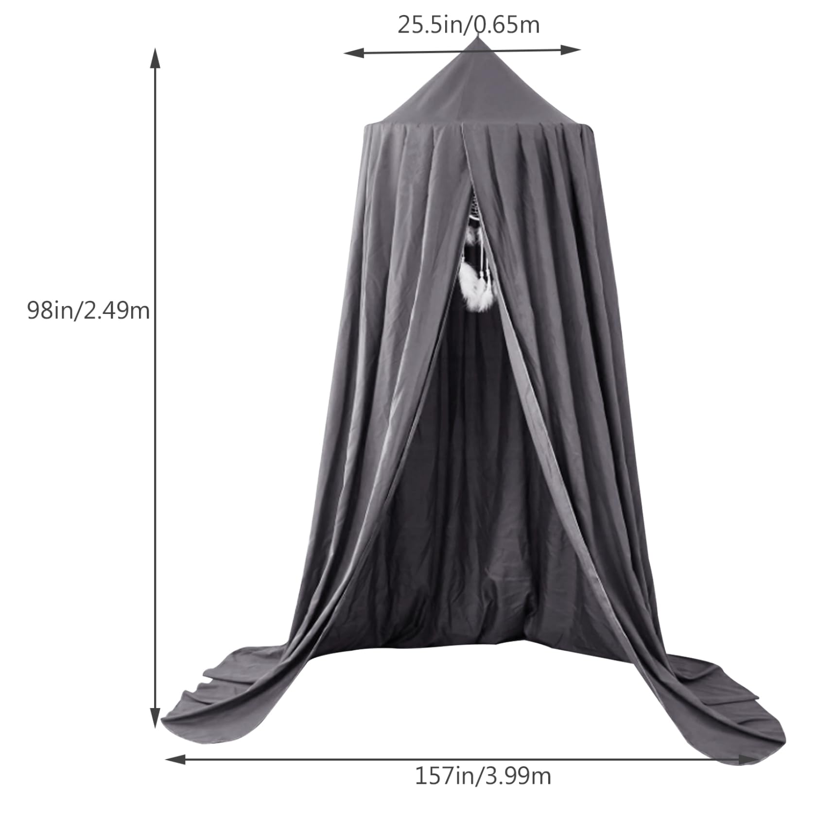 Kids Bed Canopy - Large Decorative Ceiling Hanging Bed Tent with Round Top | Lightproof Punch-Free Polyester Bed Curtain for Girls & Boys | Perfect for Princess Themed Rooms, Sleepovers & Nursery Decor