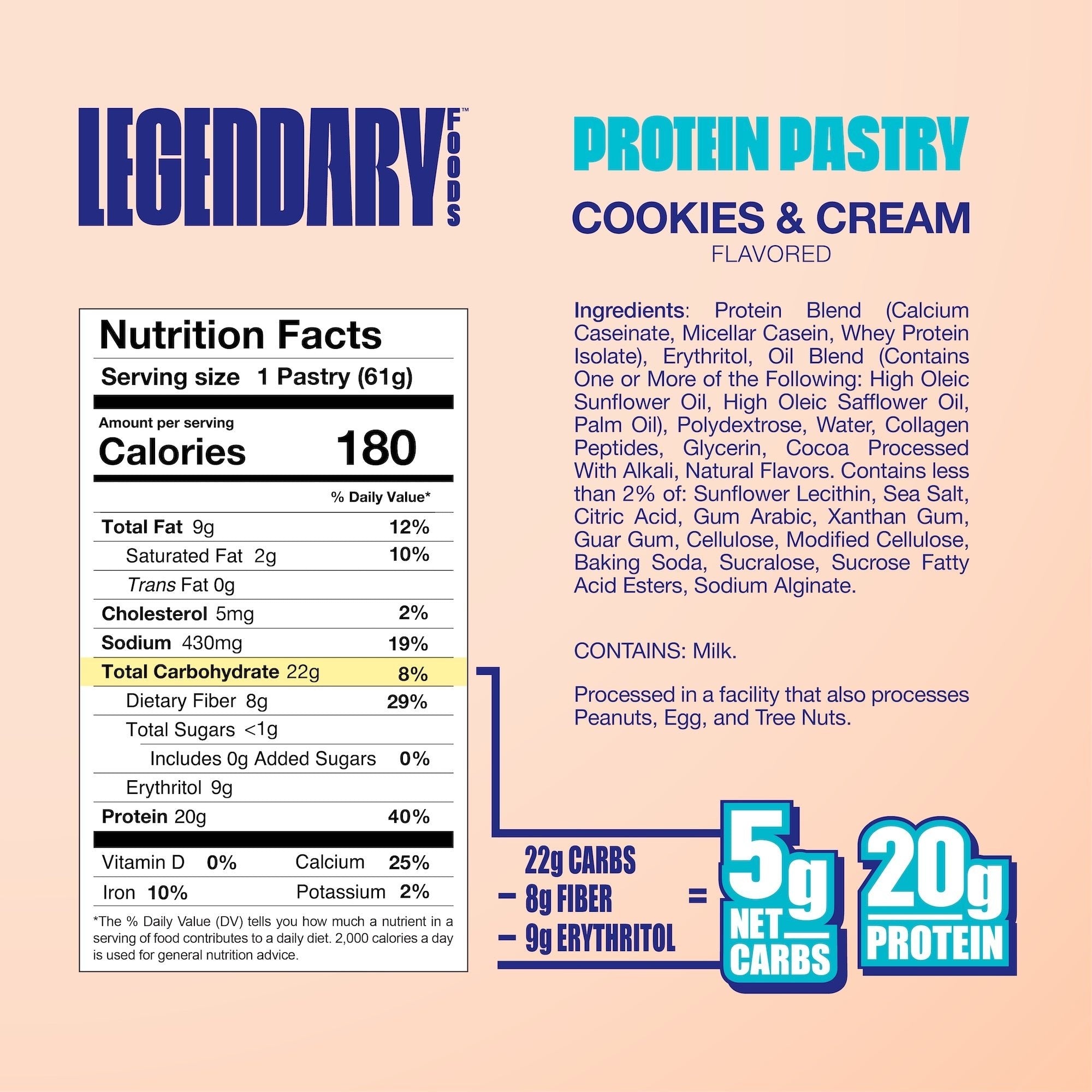 Legendary Foods Protein Pastry 10 Pack - High Protein Snacks for Weight Loss & Muscle Building - Perfect for Gym, Hiking & On-the-Go Nutrition