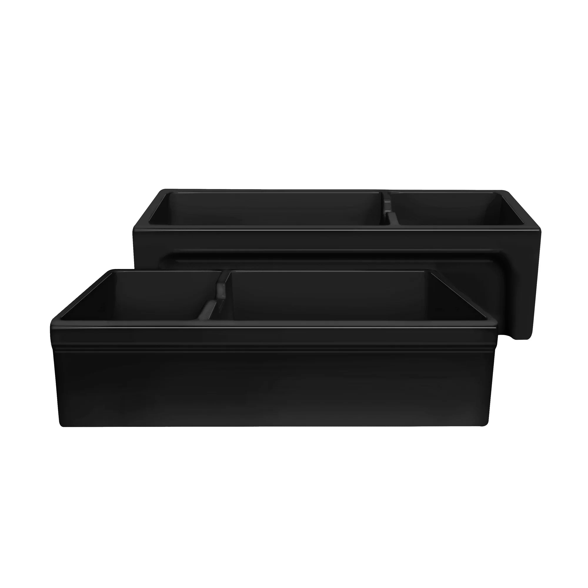 Glencove Fireclay 42-Inch Large Double Bowl Reversible Farmhouse Kitchen Sink with Beveled Front Apron - Perfect for Modern Farmhouse, Rustic, and Traditional Kitchen Designs