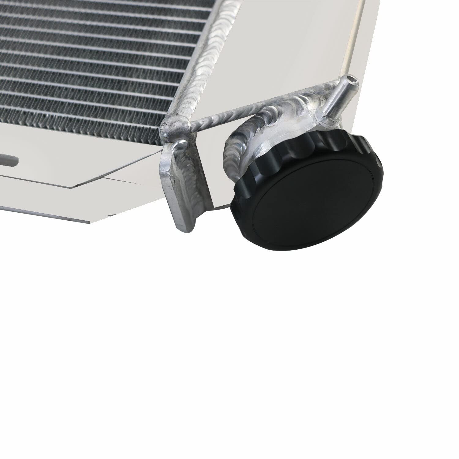 High-Performance 3 Row Aluminum Radiator for 1979-1993 Ford Mustang GT/LX 5.0L V8 Manual Transmission - Complete Cooling Kit with Shroud Fan & Thermostat Relay - Perfect for Street Racing, Off-Road & Hot Weather Driving