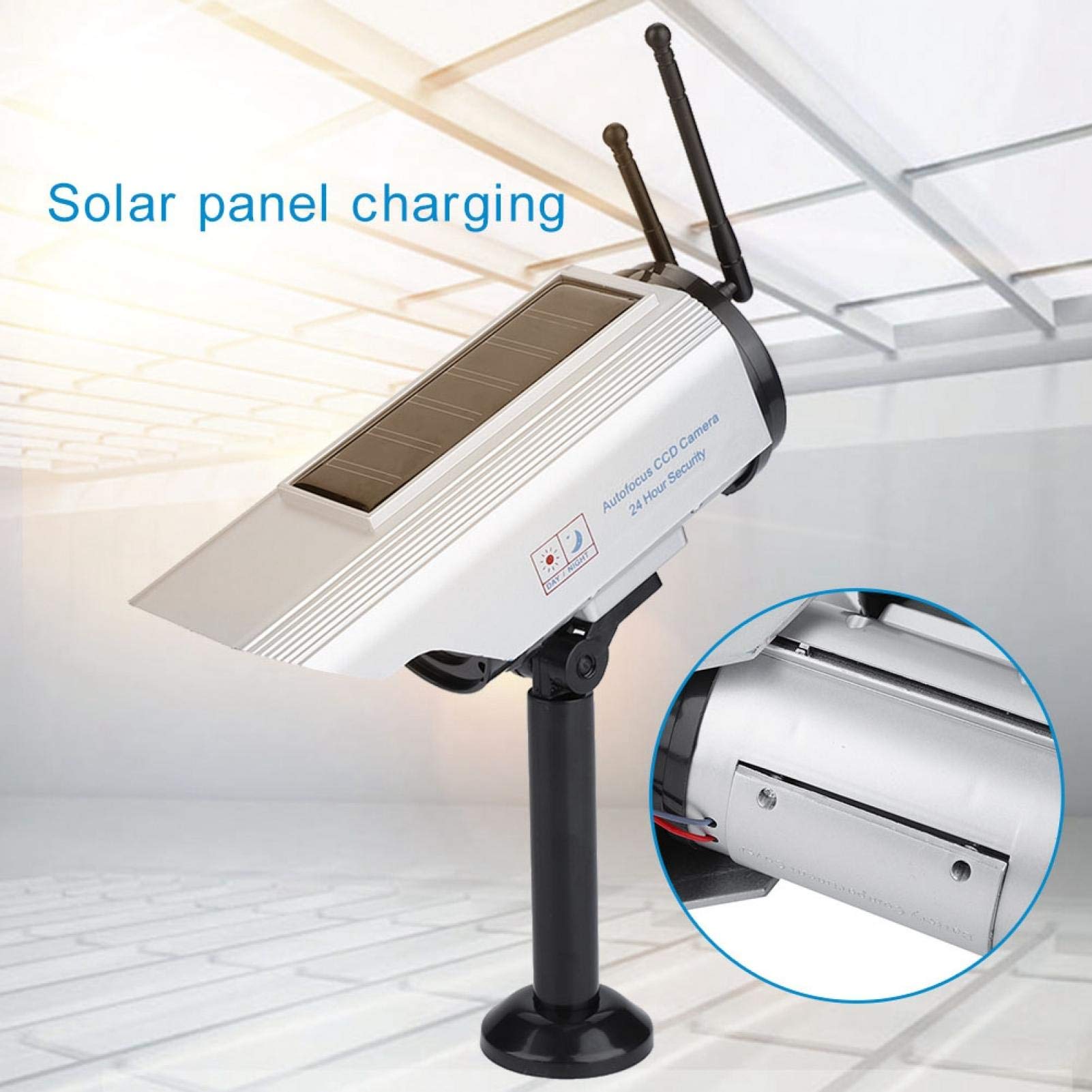 Kuuleyn Fake Security Camera with Blinking LED - Solar Powered Dummy Surveillance CCD - Adjustable Indoor/Outdoor Decoy for Home & Office Protection - Perfect for Deterring Burglars on Porch, Garage, or Storefront