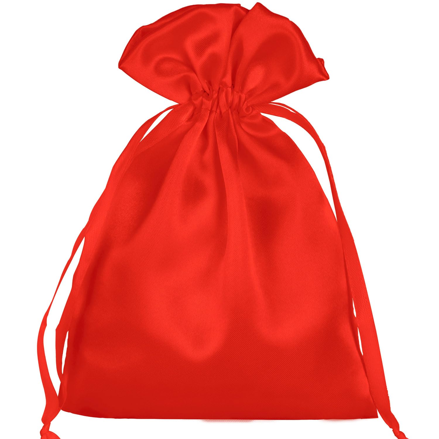 50 Pack 6x9.5 Inch Red Satin Drawstring Gift Bags - Small Jewelry Pouches, Wedding Favors, Baby Shower Party Favors - Perfect for Bridesmaid Gifts, Christmas Stocking Stuffers & Birthday Party Decorations