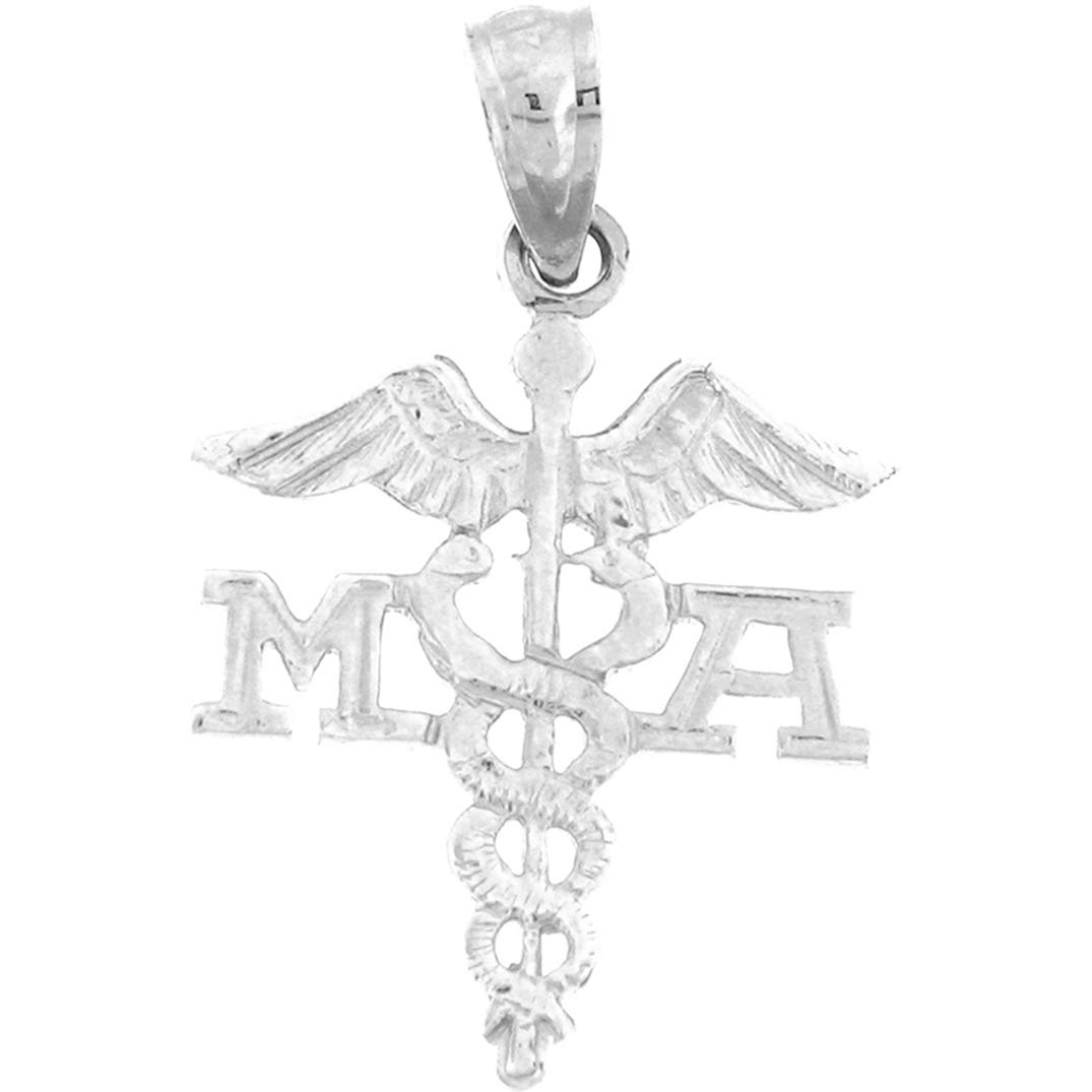 MA Medical Assistant Pendant | 925 Sterling Silver Nurse Jewelry Gift - 24mm Charm for Medical Professionals & Nursing Students