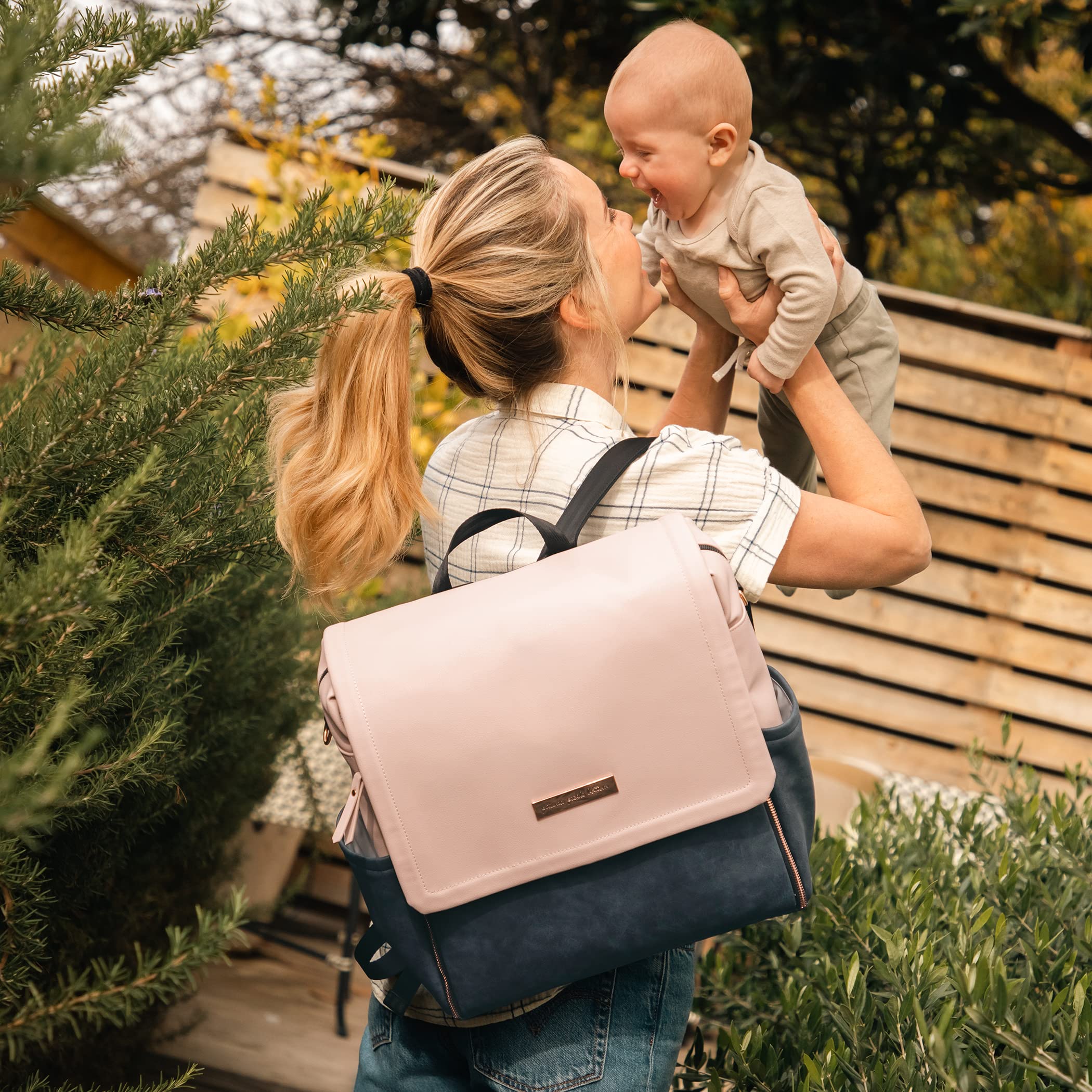 Petunia Pickle Bottom Boxy Backpack - Stylish & Spacious Diaper Bag for On-The-Go Moms | Waterproof Baby Carrier Backpack with Multiple Pockets | Perfect for Travel, Shopping & Daily Outings (Indigo Blush)