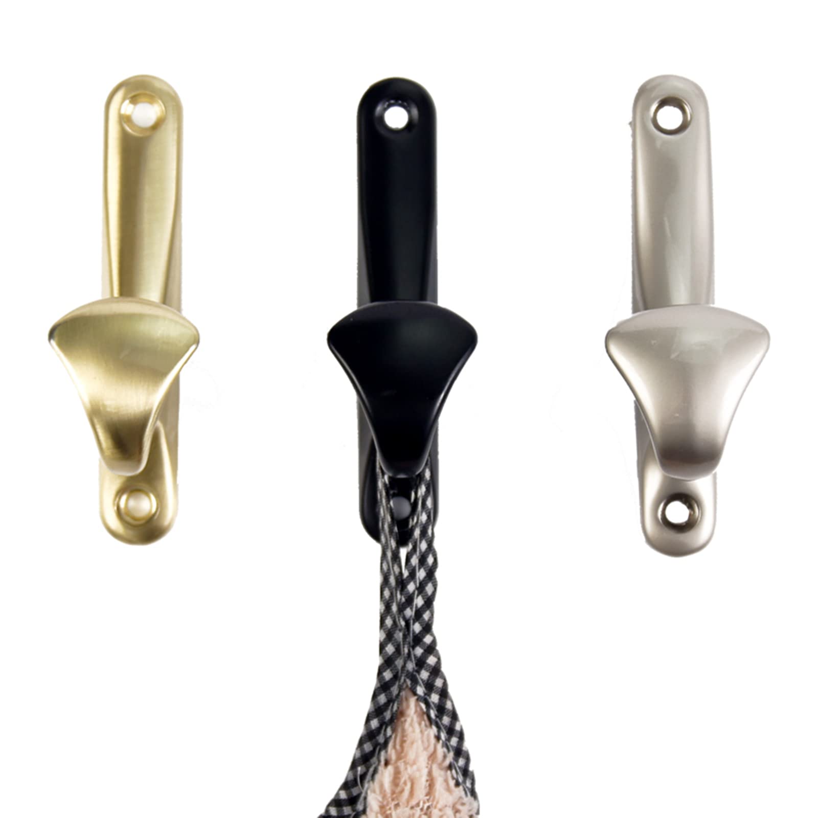 OLAYA 20 Pack Brushed Gold Wall Hooks - Heavy Duty Decorative Hooks for Hanging Coats, Hats, Bags & Kitchen Utensils | Rust-Resistant Metal Hooks for Closet, Entryway & Bathroom Organization
