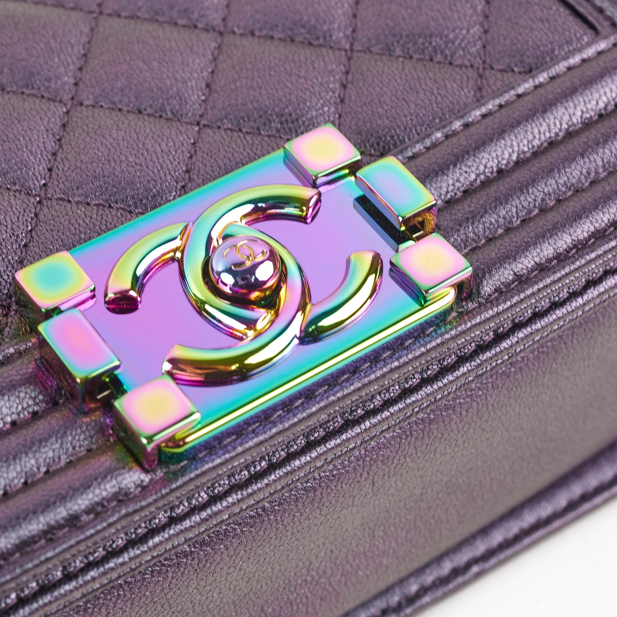 Chanel Small Boy Bag Mermaid Purple Iridescent Leather Crossbody Bag - 21 Series Luxury Handbag for Women, Perfect for Parties, Dating & Special Occasions