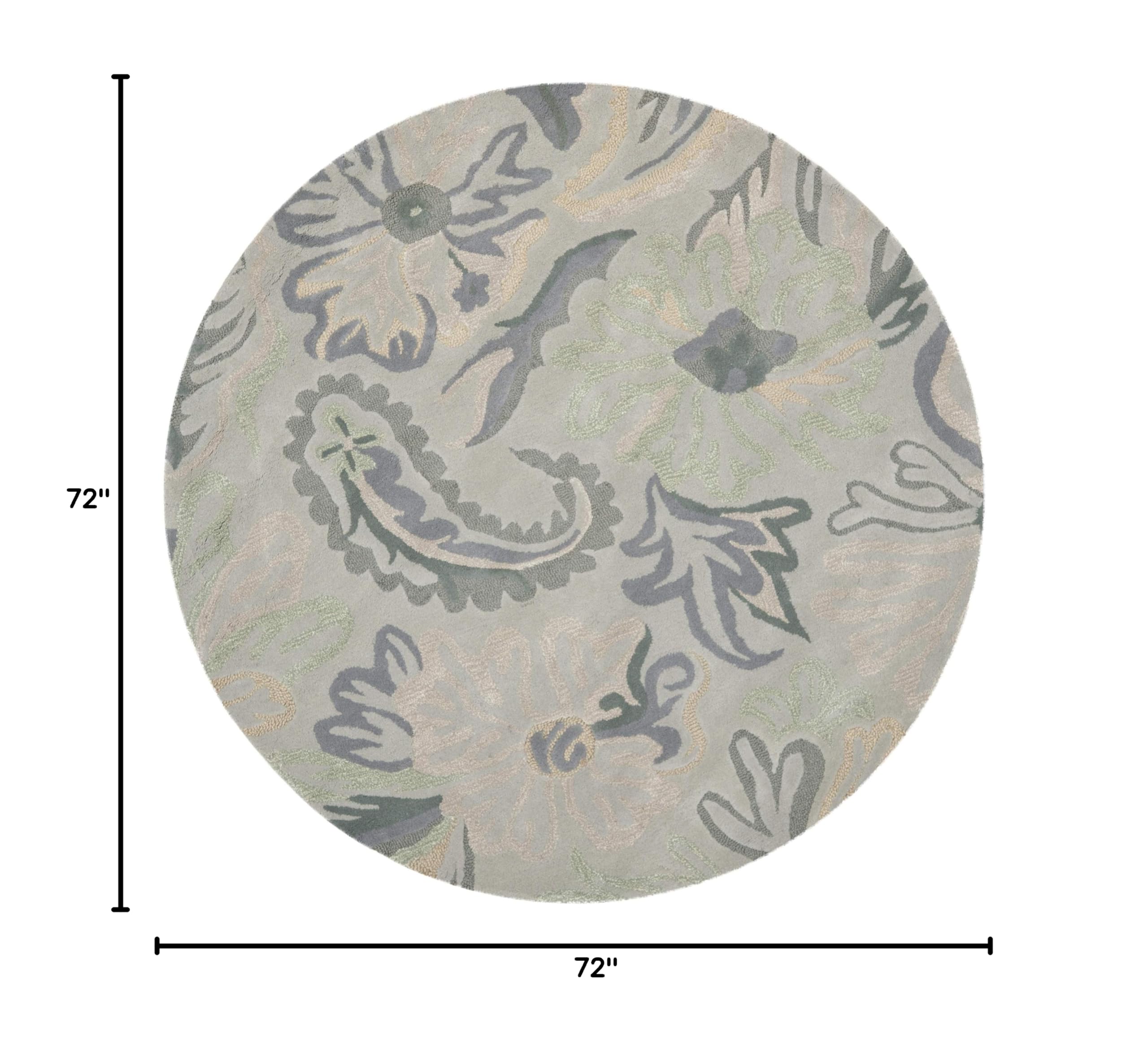 SAFAVIEH Jardin Collection 6' Round Grey/Dark Grey JAR463A Handmade Floral Premium Wool Area Rug - Perfect for Living Room, Bedroom & Home Decor