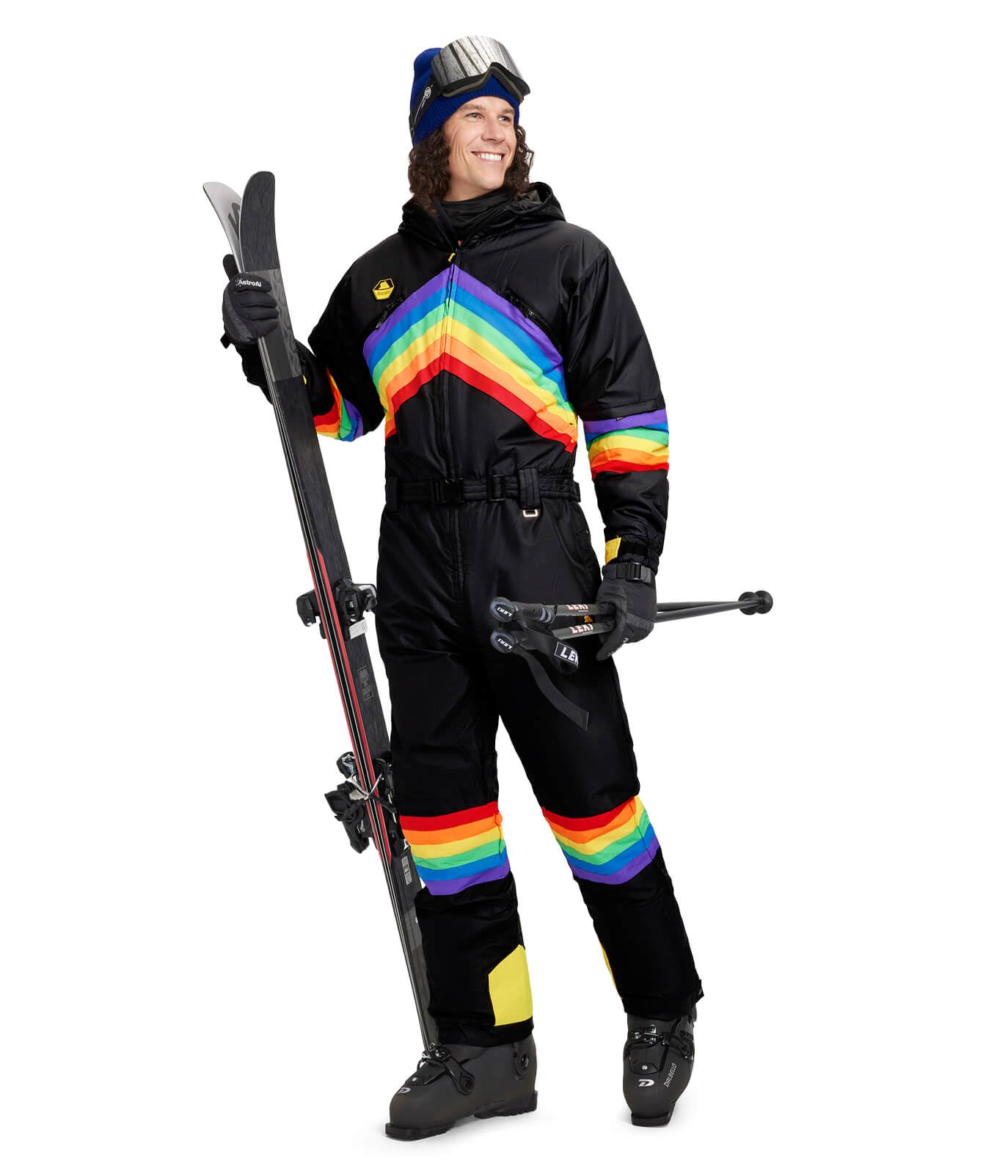 Retro Snow Suits for Men - Warm One-Piece Ski Suit Winter Outfit | 80s Inspired Loud Print Snowsuit | Perfect for Skiing, Snowboarding & Winter Festivals