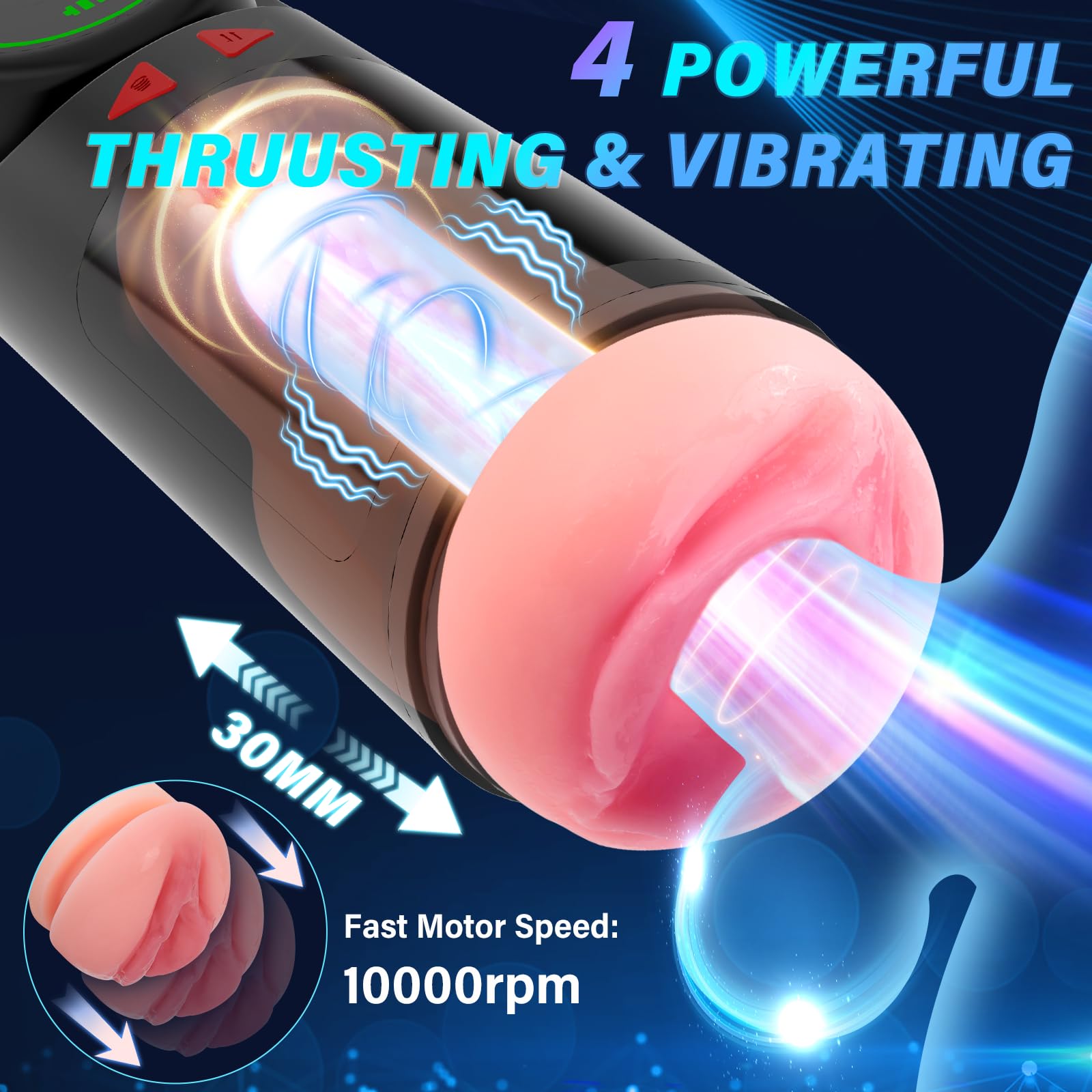 Automatic Male Masturbator - Adult Penis Pump with 4 Suction & Vibration Modes, Rechargeable Male Stroker for Enhanced Stimulation - Discreet & Portable for Solo Play or Couples Use