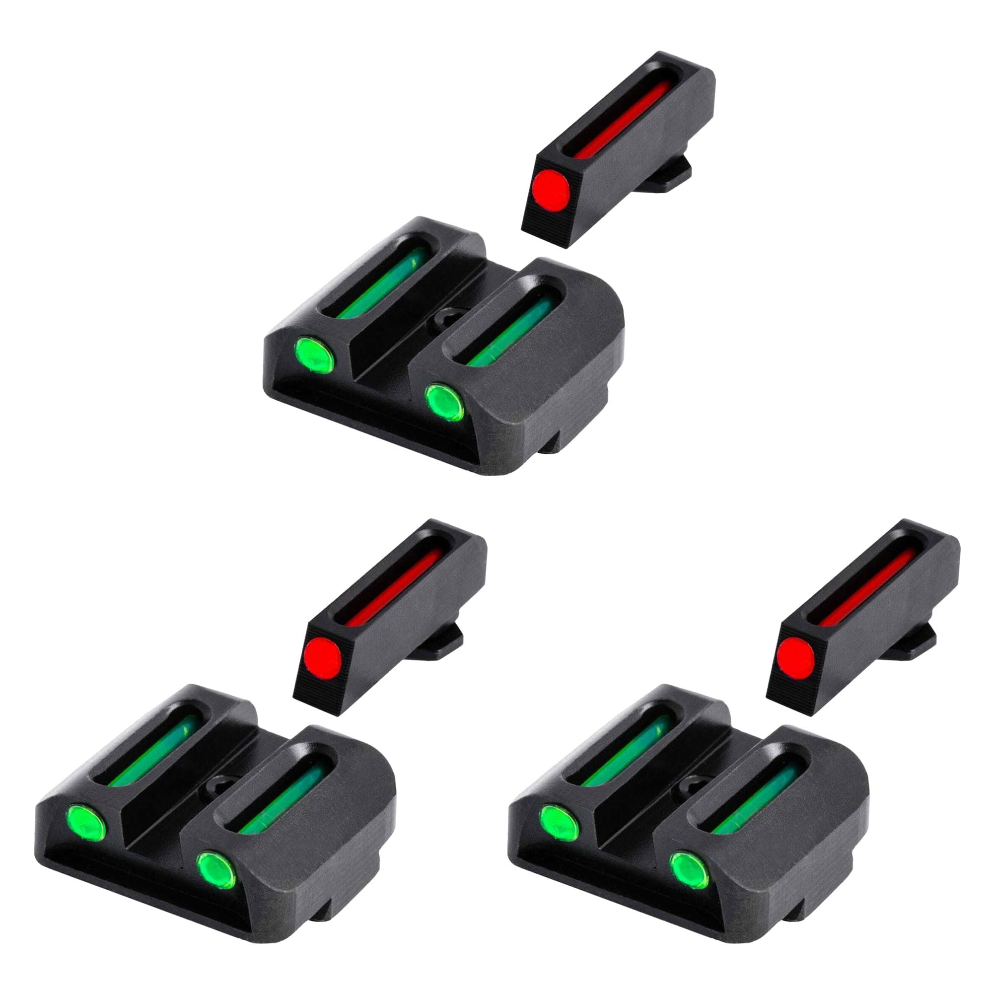 TruGlo TFO Tritium Fiber Optic Handgun Laser Sight Accessories Set with Rear Colors - Compatible with Glock 17/17L, 19, 22, 23, 24 Models (3 Pack) - Perfect for Tactical Shooting, Home Defense & Range Practice