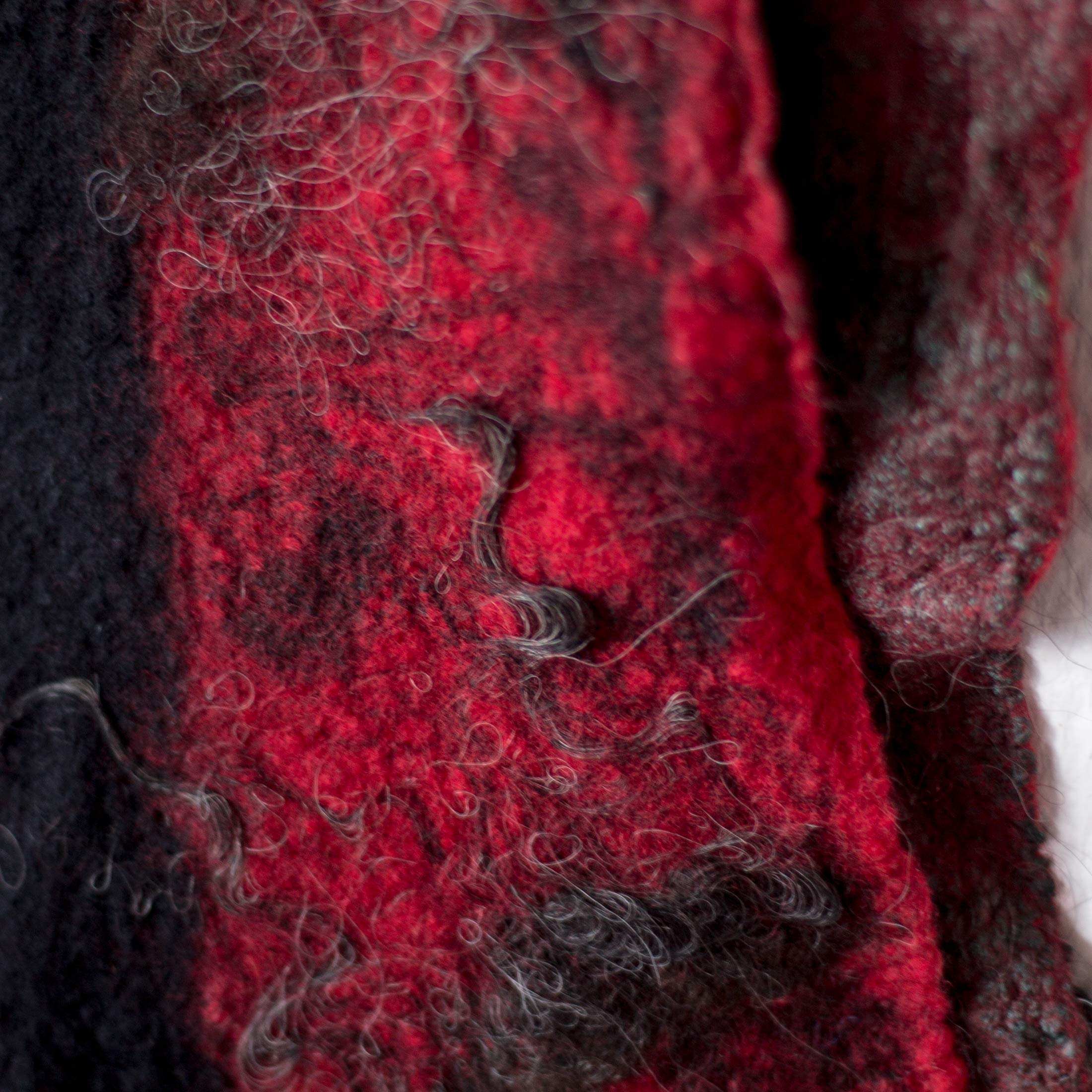 Wool Felt Blanket Scarf for Women - Black & Red Plaid Winter Wrap Shawl - Cozy Fashion Accessory for Cold Weather, Travel & Outdoor Activities