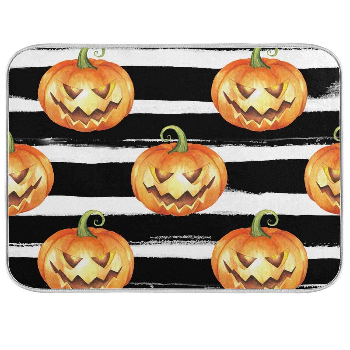 Microfiber Dish Drying Mat 16x18 Inch - Absorbent Kitchen Counter Pad for Pumpkins & Dishes