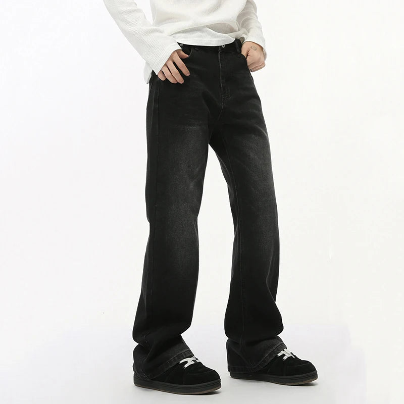 2024 Trendy American Men's Boot Cut Denim Jeans - Casual Loose Fit Wide Leg Zipper Pants for Everyday Wear | Style 9C7288 | Perfect for Streetwear & Casual Outings