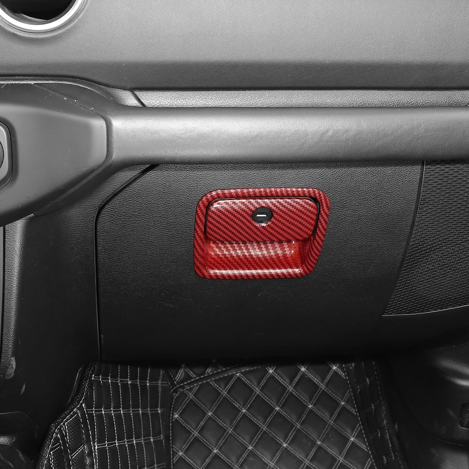 Jeep JL Glove Box Latch Handle Cover - Red Carbon Fiber Trim for Wrangler JL/JLU & Gladiator JT (2018-2024) | Interior Accessories Upgrade for Off-Road & Daily Driving