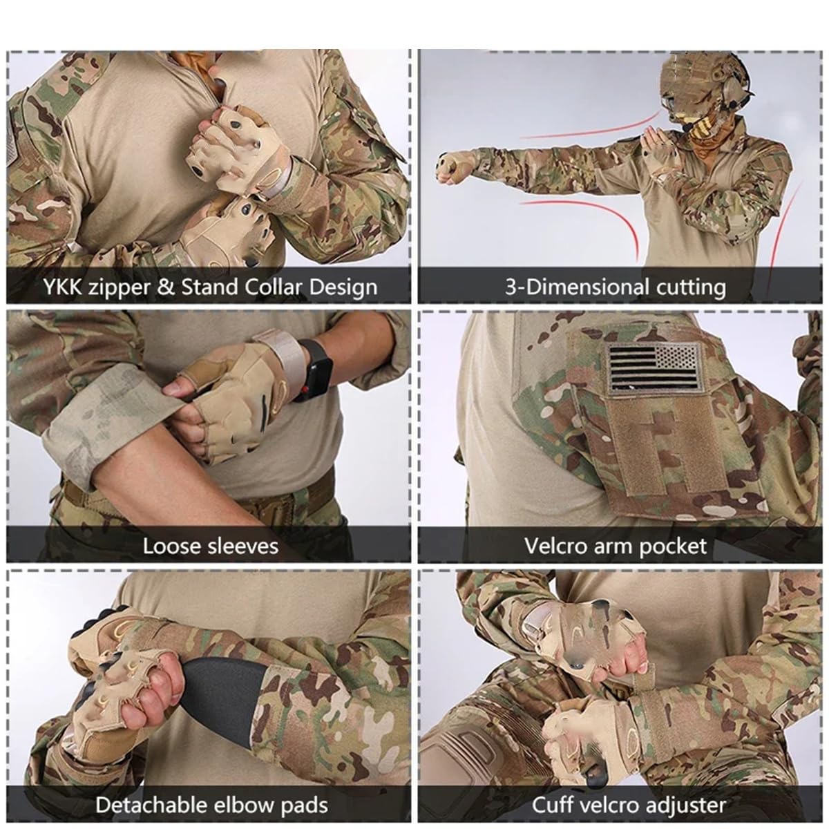 Best Hunting Clothes Camo Uniform - Tactical Combat & Paintball Gear - Multi-Camo Black Outdoor Clothing for Hunting, Airsoft, and Military Training