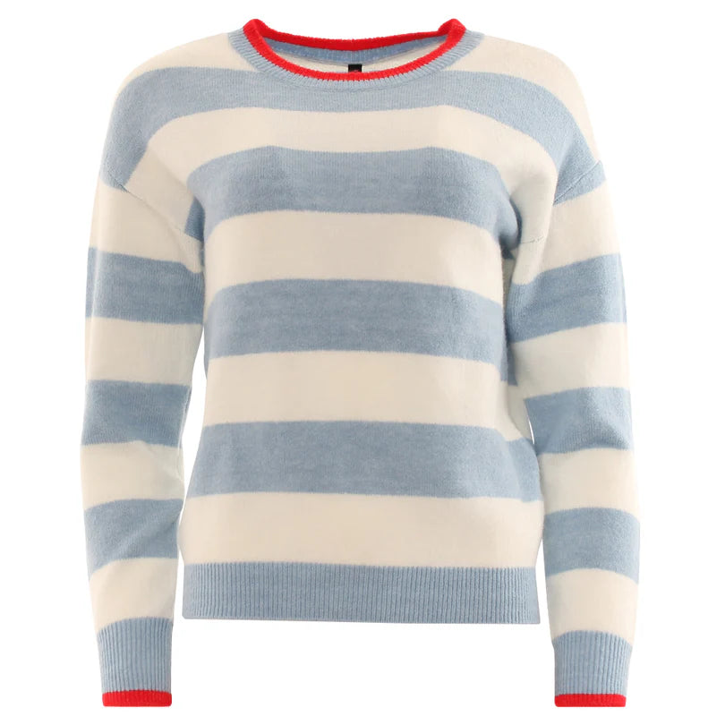 Harlee Blue Stripe Jumper - Women's Casual Knit Sweater for Fall & Winter | Perfect for Office, Date Night and Weekend Outfits