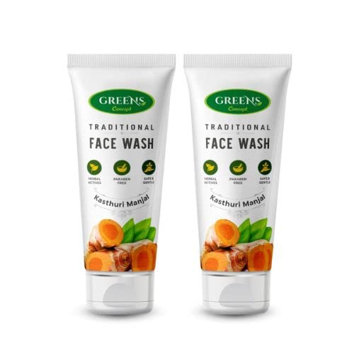 Green’s Concept Wild Turmeric (Kasthuri Manjal) Natural Face Wash for Soft & Smooth Skin - 120ml (Pack of 2) | Gentle Cleansing for Daily Skincare, Acne Control & Glowing Complexion