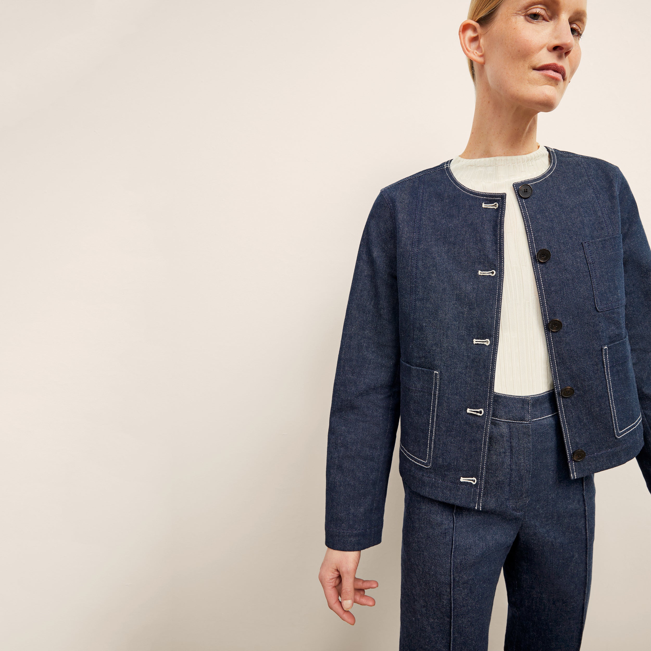 Christy Pant Stretch Denim Suiting - Dark Wash Jeans for Women | Comfortable Office Wear & Casual Outfits