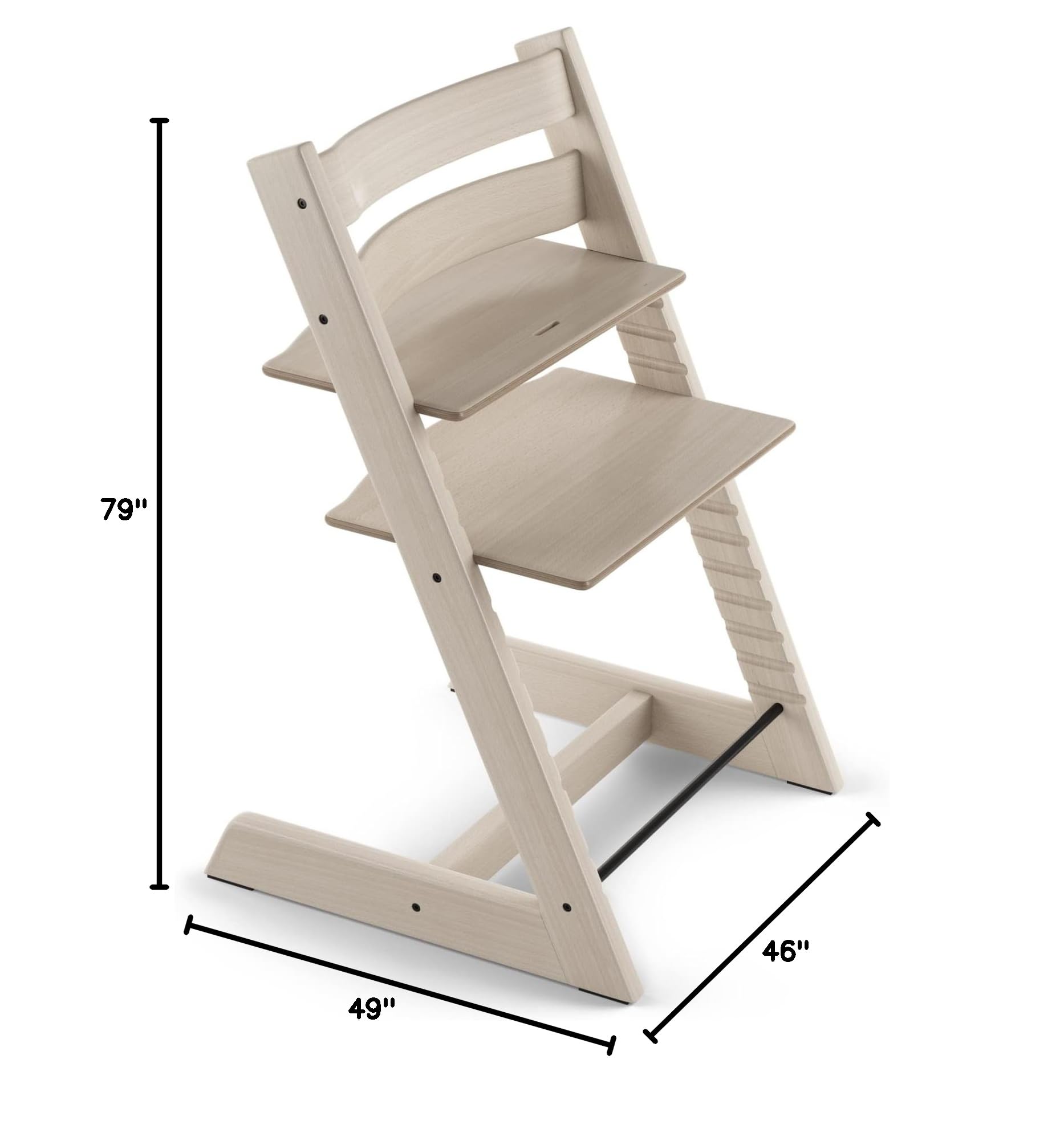 Stokke Tripp Trapp Adjustable High Chair - Convertible Baby to Adult Chair in Whitewash - Ergonomic & Comfortable for Toddlers, Kids & Parents - Perfect for Dining, Feeding & Learning Activities