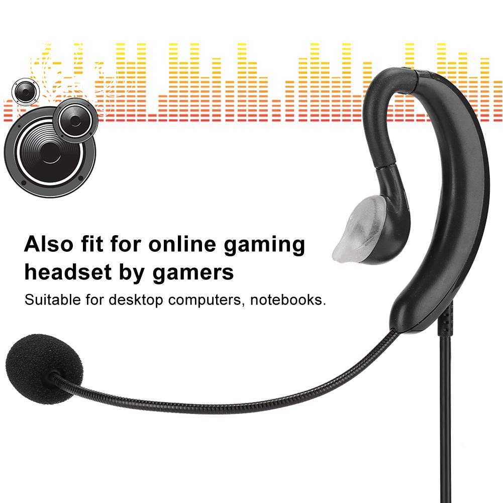 USB Wired Ear-Hook Headset with Microphone - Noise Cancelling Computer Headphones for Skype/Zoom/Teams - One-Key Mute Feature for Online Teaching, Training & Remote Work (Compatible with PC/Laptop/Desktop)