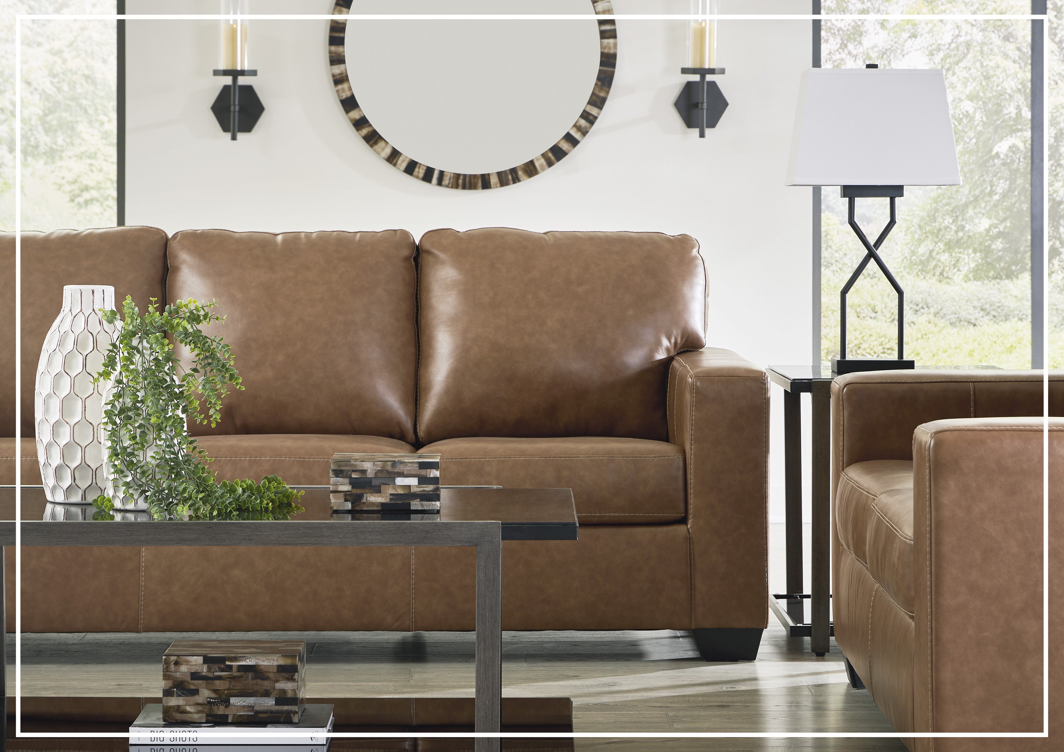 Gio Italia Bella 3-Seater Genuine Leather Sofa in Caramel Brown - Luxury Living Room Furniture for Modern Home & Office Decor