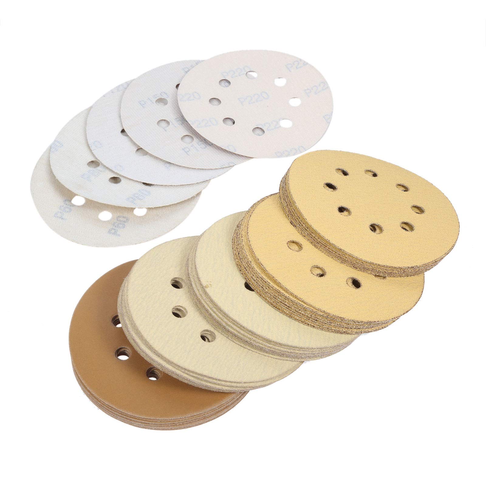 10pcs 5 Inch 125mm Round Sanding Discs with 8 Holes - 60-220 Grit Sandpaper for Wood, Metal & Auto Polishing - Durable Buffing Pads for Angle Grinder & Drill - Perfect for DIY Projects & Professional Finishing (Grit 80)