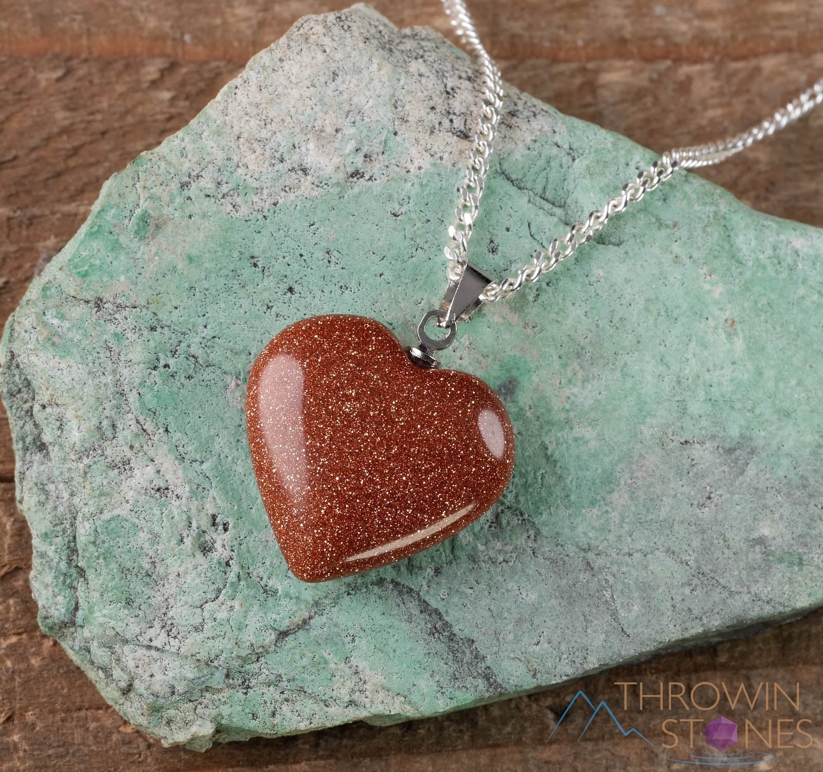 GOLDSTONE Crystal Heart Pendant Necklace - Handmade Healing Jewelry with Natural Stones for Women | Spiritual Gift, Energy Balancing, Chakra Healing | Perfect for Meditation, Yoga & Everyday Wear