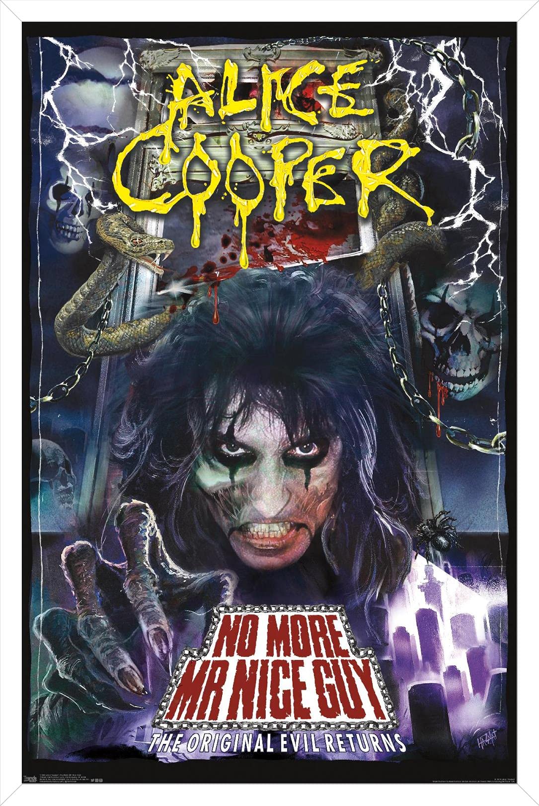 Alice Cooper - No More Mr. Nice Guy Framed Wall Poster 22.375 x 34 Inches | Official Licensed Music Decor | Perfect for Bedroom, Living Room & Man Cave Decor