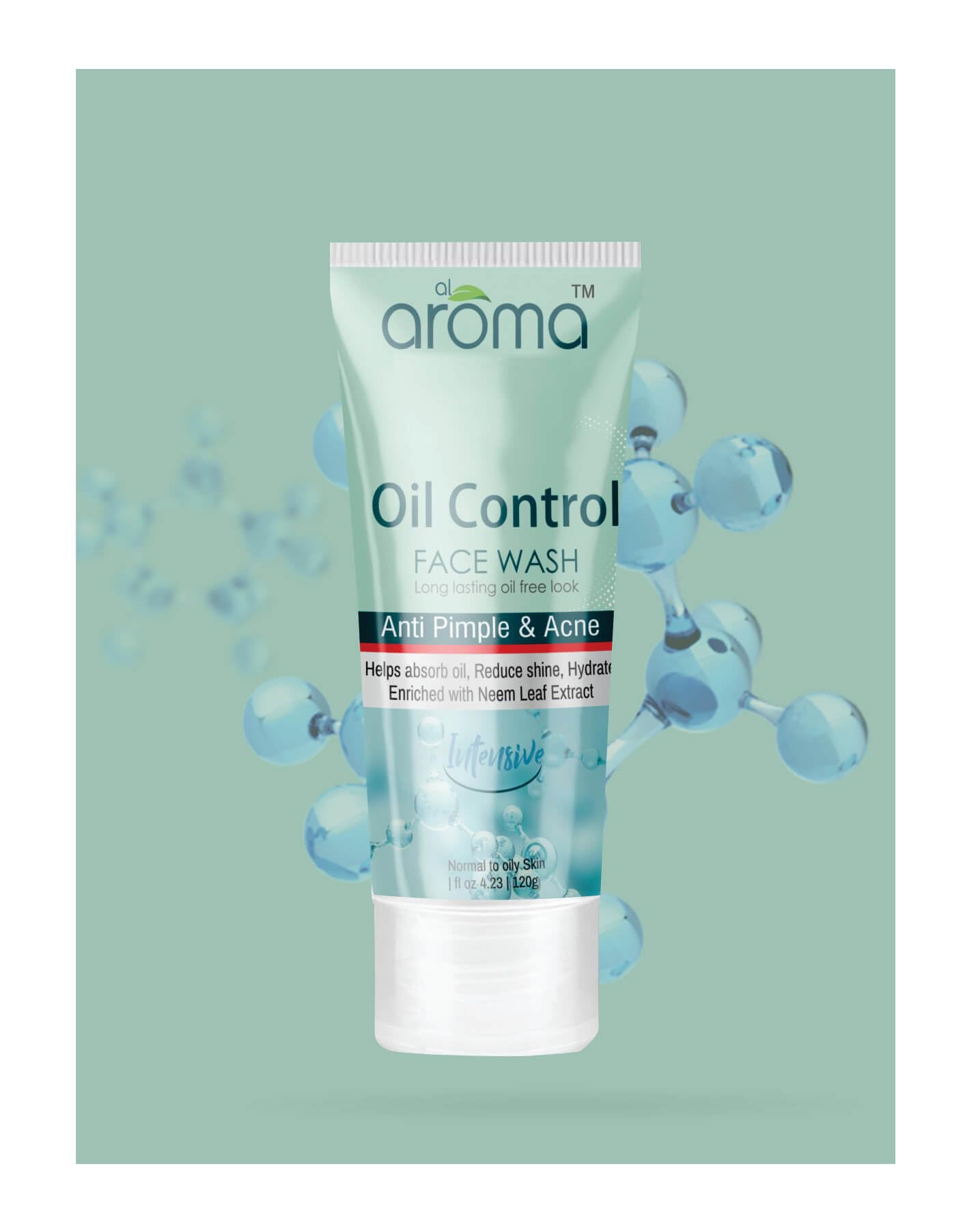 Alaroma Leafs Oil Control Face Wash - Long Lasting Oil Free Look, Anti Pimple & Acne Treatment with Neem Extracts for All Skin Types | Perfect for Daily Cleansing & Preventing Breakouts