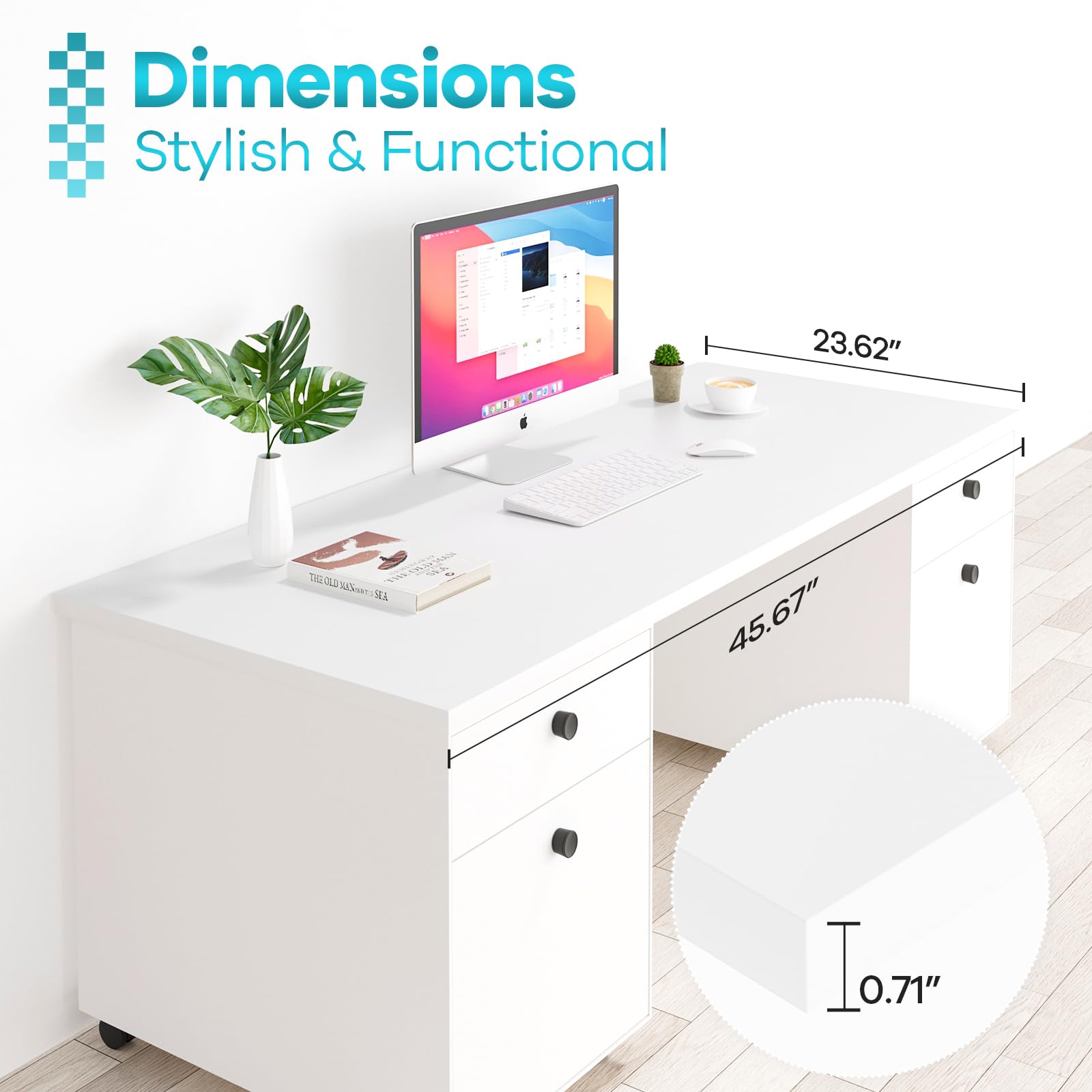 White Melamine Table Top 45.67