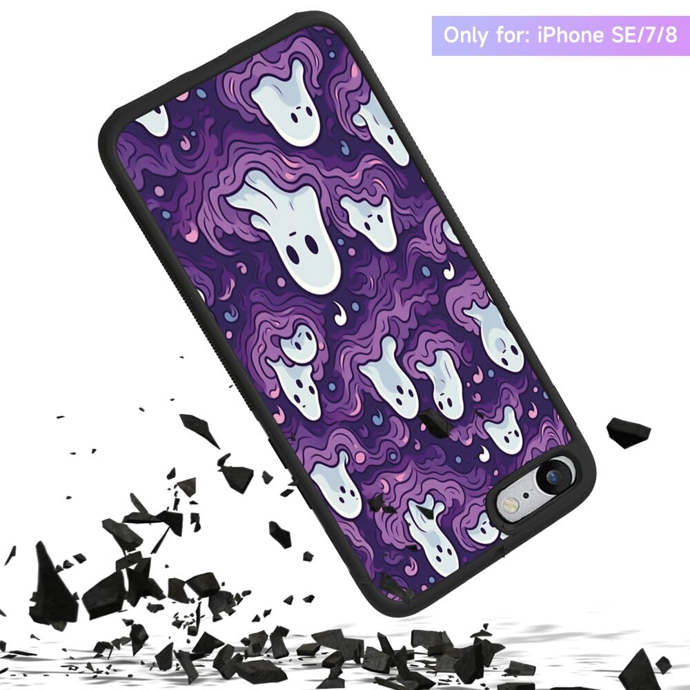 Shockproof Ghost Pattern Phone Case for iPhone 7/8/SE - Protective Hard PC Cover with Soft Bumper | Lightweight & Durable | Perfect for Outdoor Activities, Travel & Daily Protection