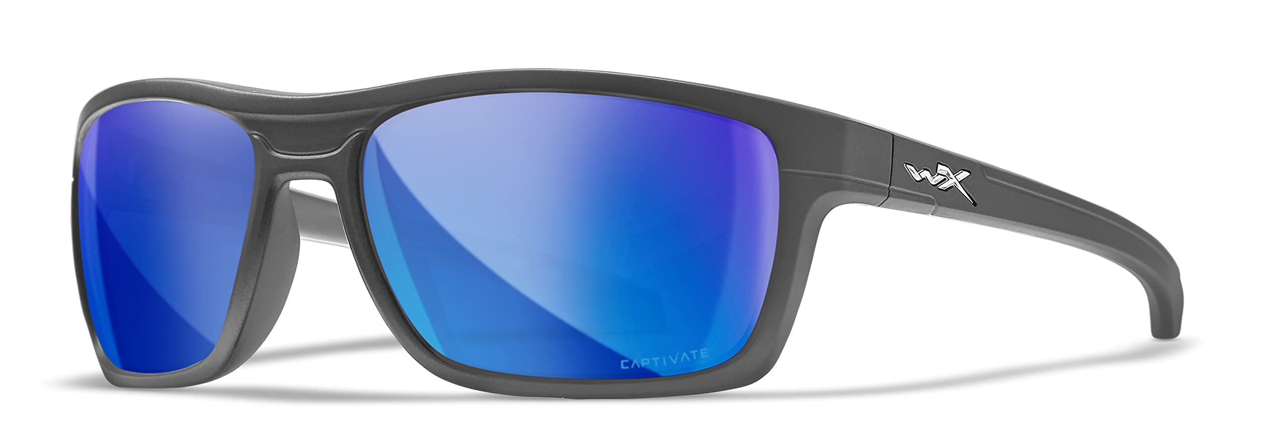 Wiley X Kingpin Captivate Polarized Sunglasses – UV Protective Safety Glasses for Men & Women | Matte Graphite Frames with Blue Mirror Lenses | Ideal for Shooting, Fishing, Biking & Extreme Sports | Outdoor Activities & Adventure Gear