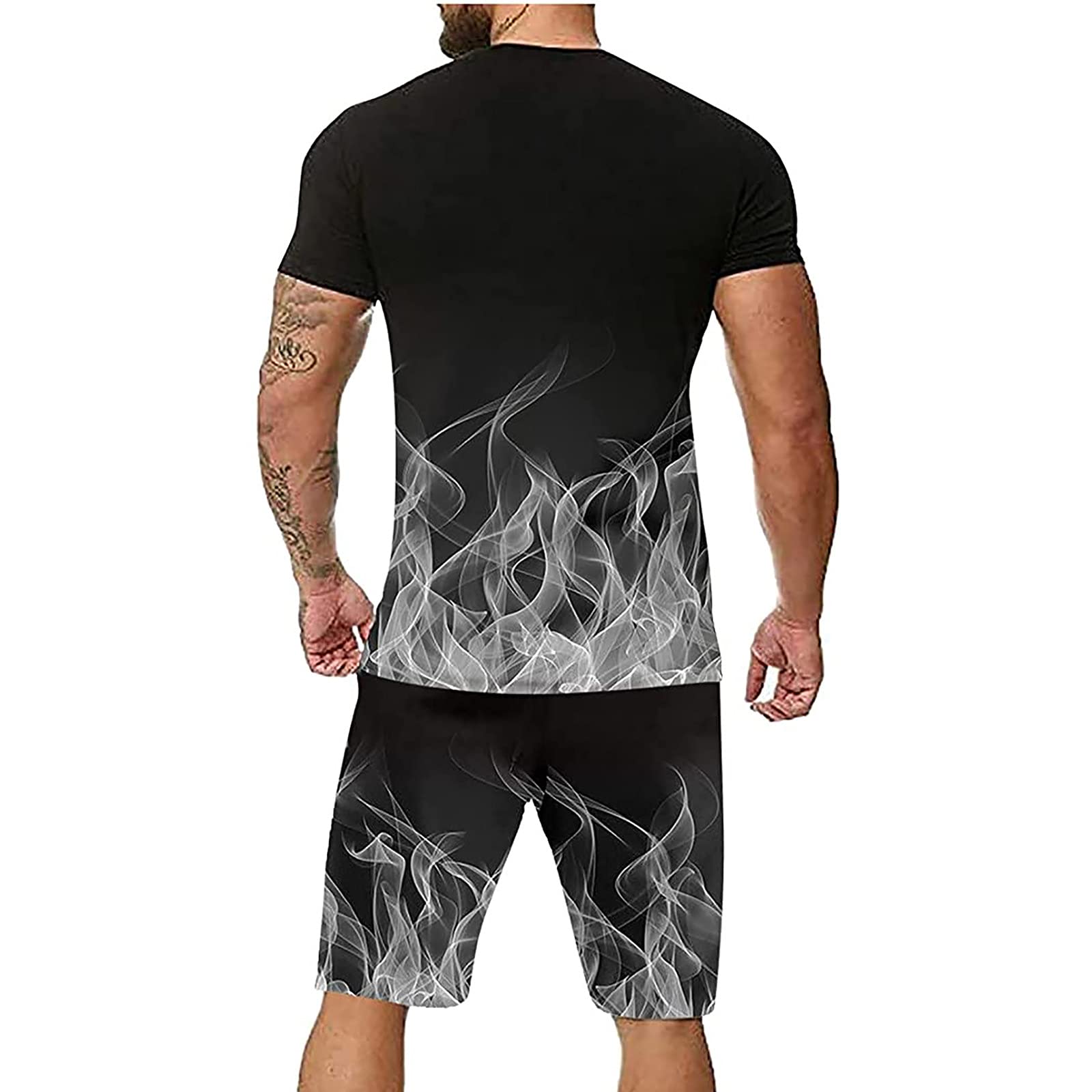 Men's Summer Tracksuit Set - Short Sleeve Crewneck Shirt & Sweatpants 2-Piece Activewear Outfit | Gym, Running, Casual Wear