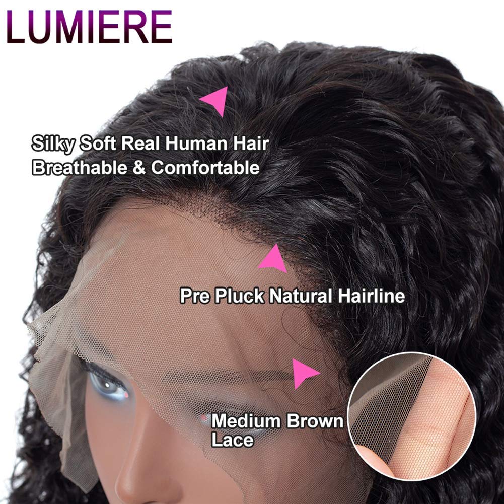 LUMIERE 24 Inch Deep Wave Lace Front Wigs for Black Women - 13x4 HD Lace Frontal Unprocessed Virgin Human Hair Wig with Baby Hair - Perfect for Daily Wear, Cosplay & Special Occasions